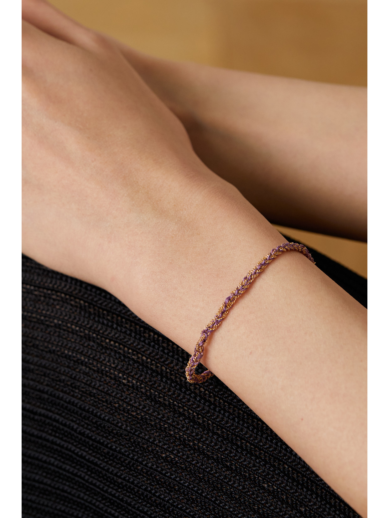 CAROLINA BUCCI FREEDOM LUCKY 18-KARAT GOLD AND SILK BRACELET 