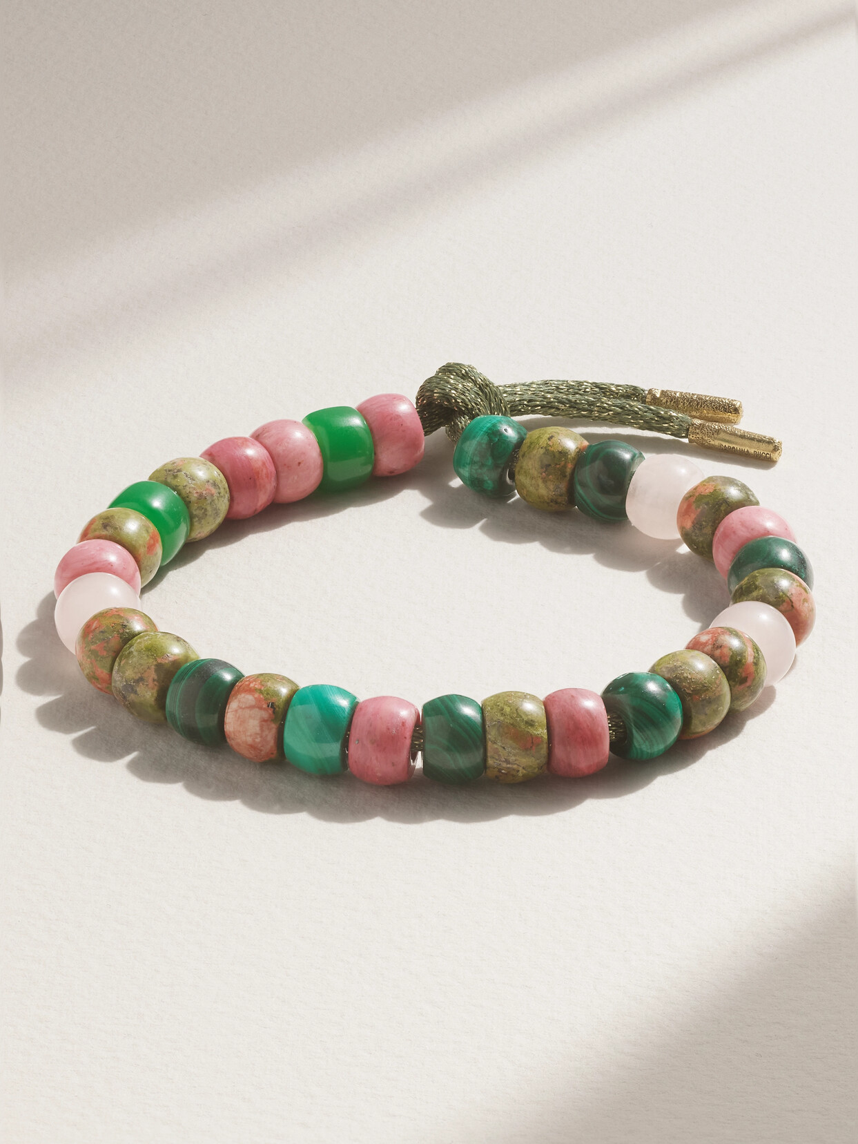 Carolina Bucci - Forte Beads Comporta 18-karat Gold And Lurex Multi-stone Bracelet - Green