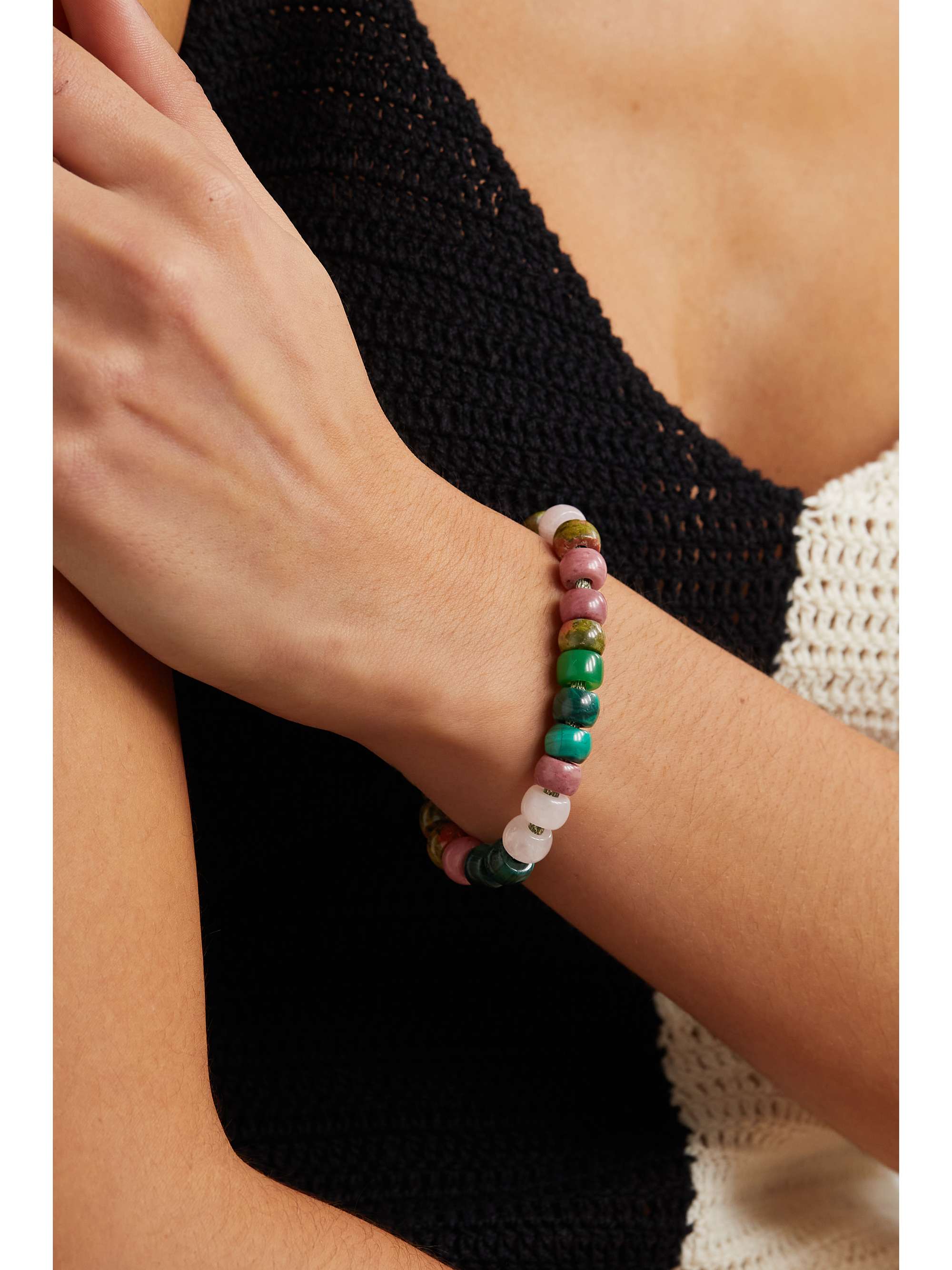 CAROLINA BUCCI FORTE Beads Cartagena 18-karat gold and Lurex multi-stone bracelet