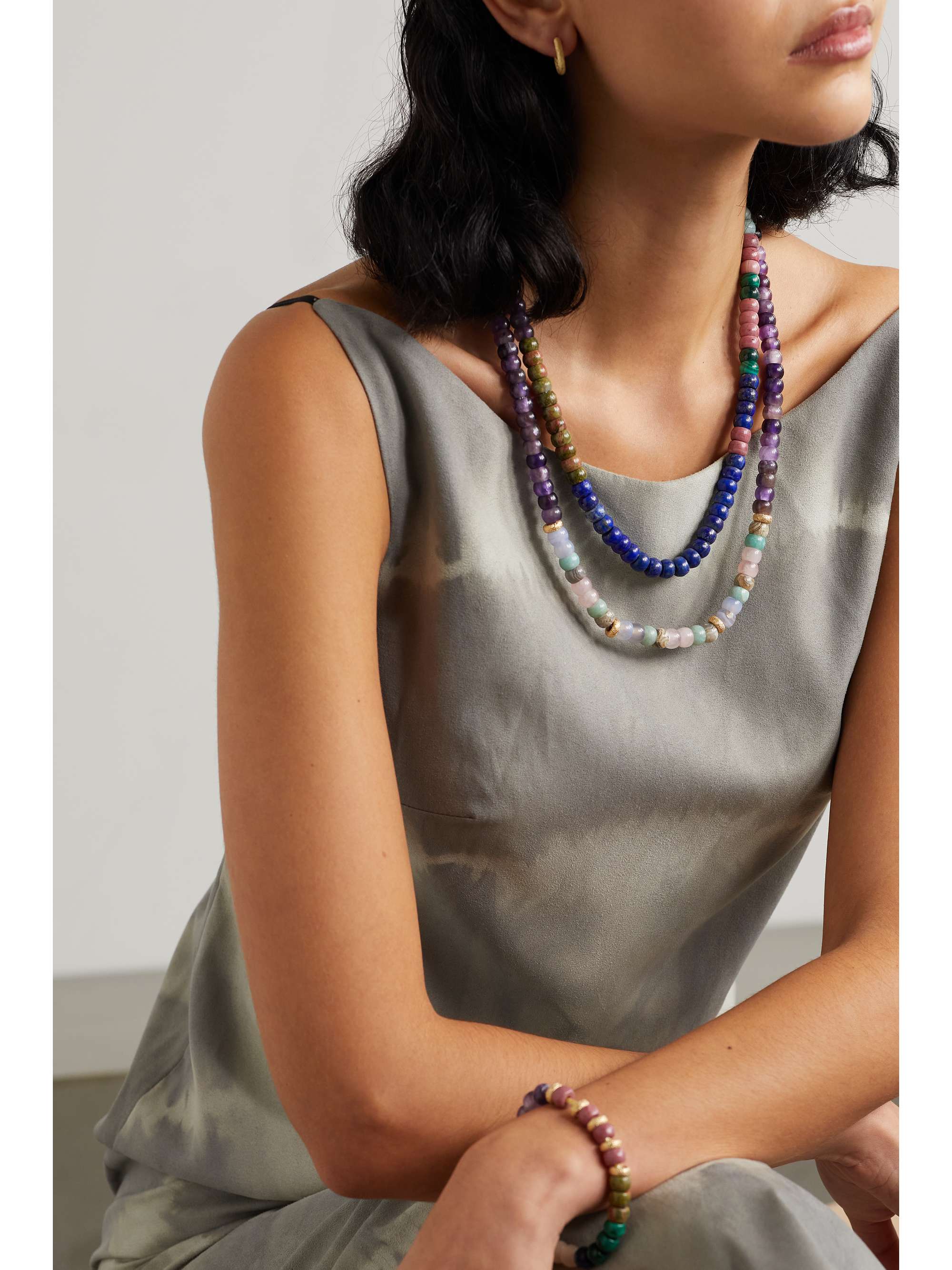 CAROLINA BUCCI FORTE Beads Big Sur 18-karat gold and Lurex multi-stone necklace