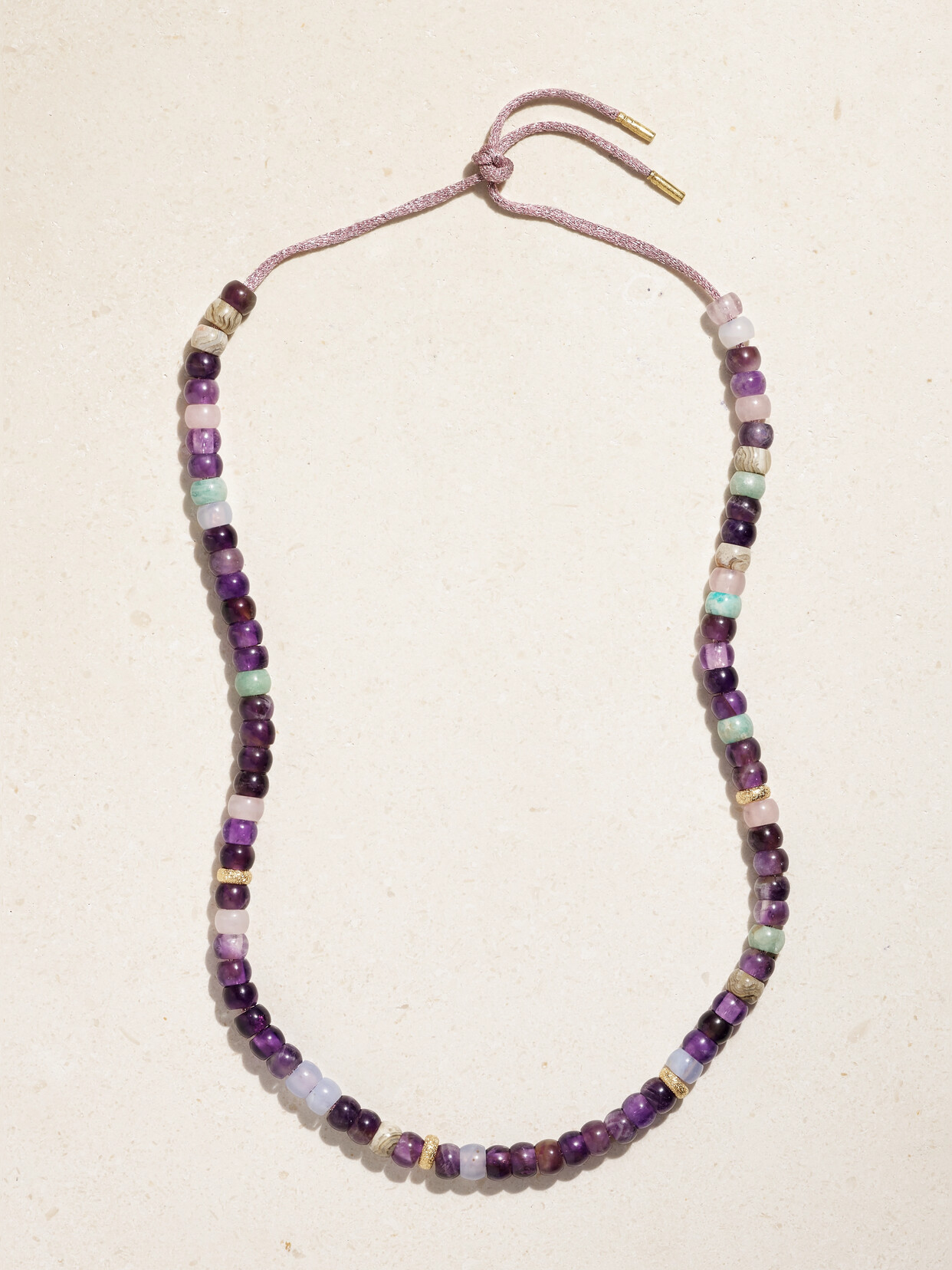 Carolina Bucci - Forte Beads Big Sur 18-karat Gold And Lurex Multi-stone Necklace - Purple