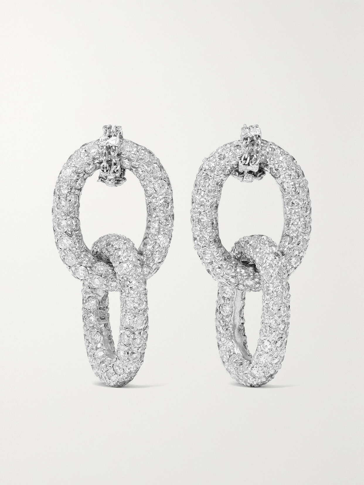 Carolina Bucci - Double Link 18-karat White Gold Diamond Earrings - one size