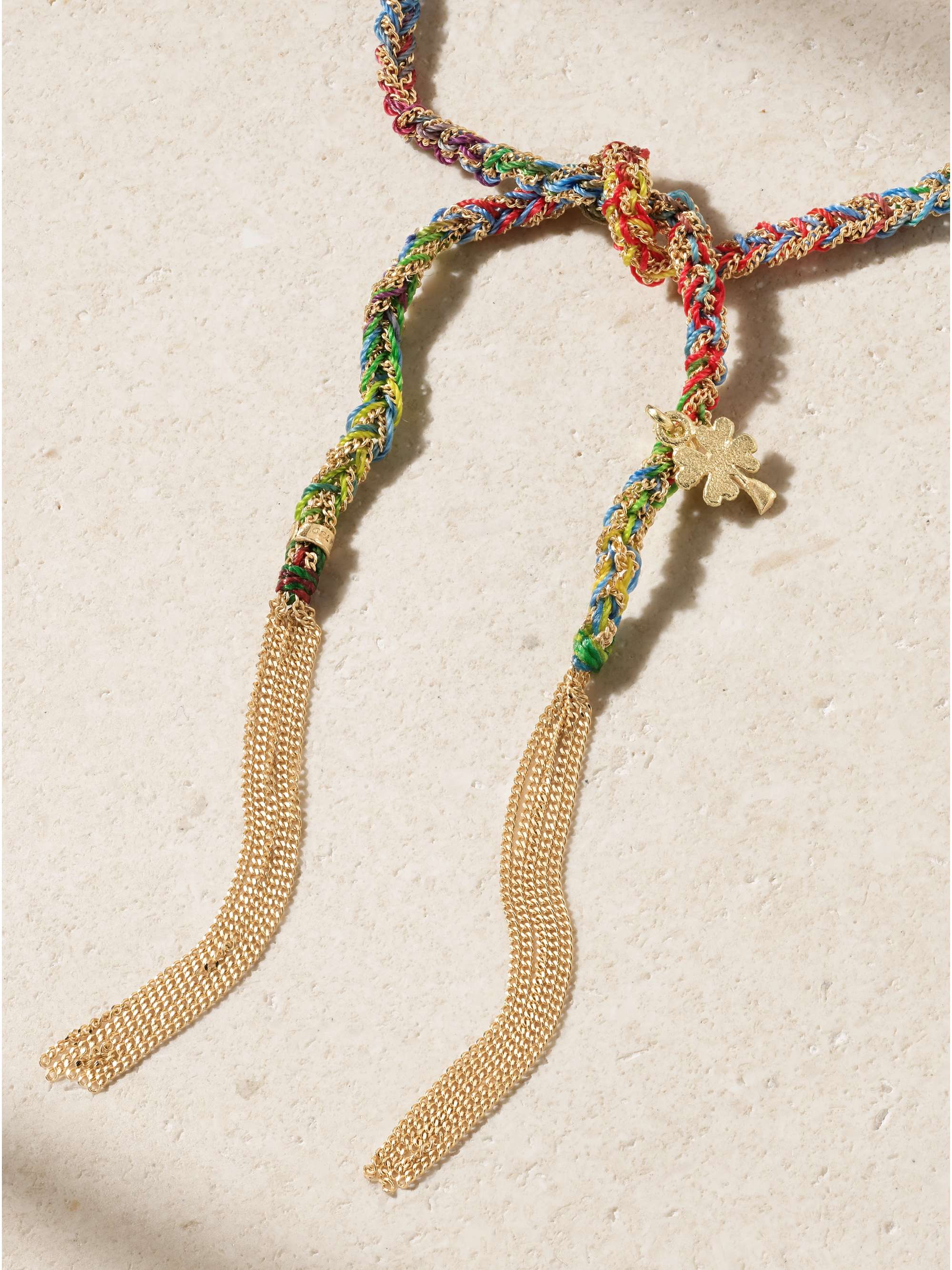 CAROLINA BUCCI Super Lucky 18-karat gold and silk bracelet