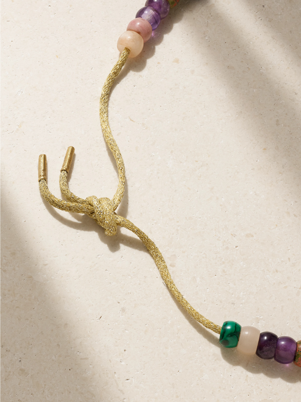 CAROLINA BUCCI CARTAGENA FORTE BEADS 18-KARAT YELLOW, ROSE AND WHITE GOLD AND LUREX MULTI-STONE NECKLACE