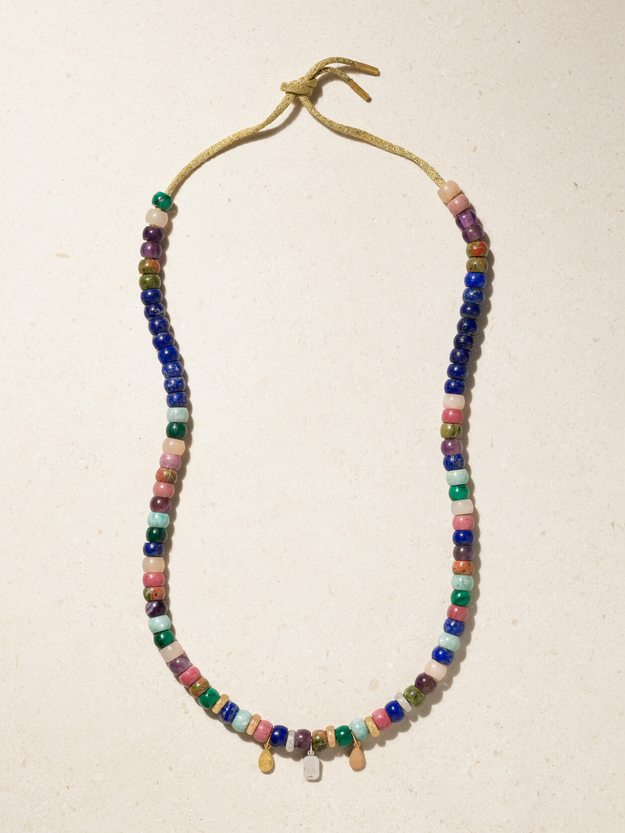 Carolina Bucci Cartagena Forte Beads 18-karat Yellow, Rose And White Gold And Lurex Multi-stone Necklace