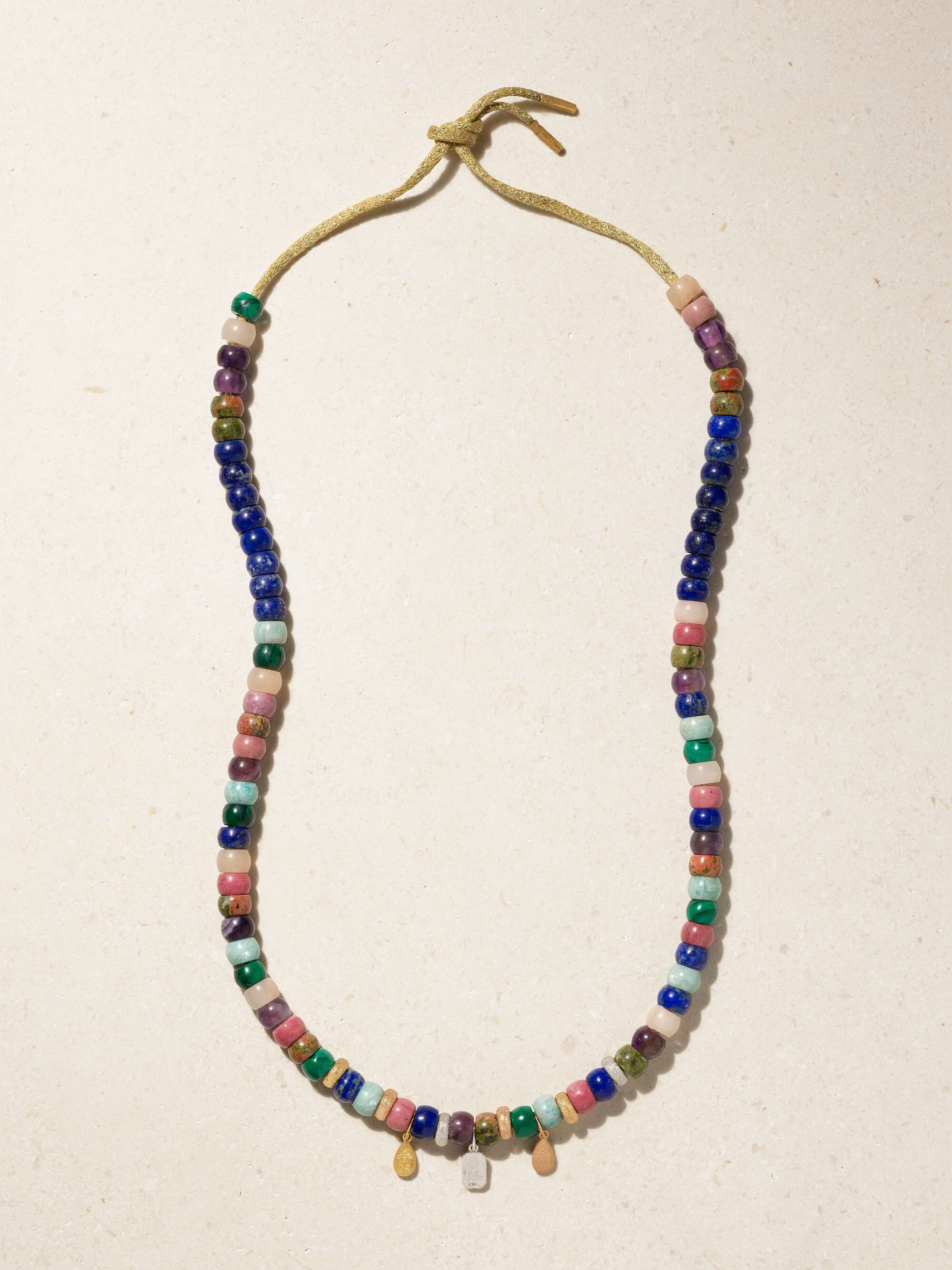 CAROLINA BUCCI Cartagena FORTE Beads 18 karat yellow rose and white gold and Lurex multi stone necklace NET A PORTER
