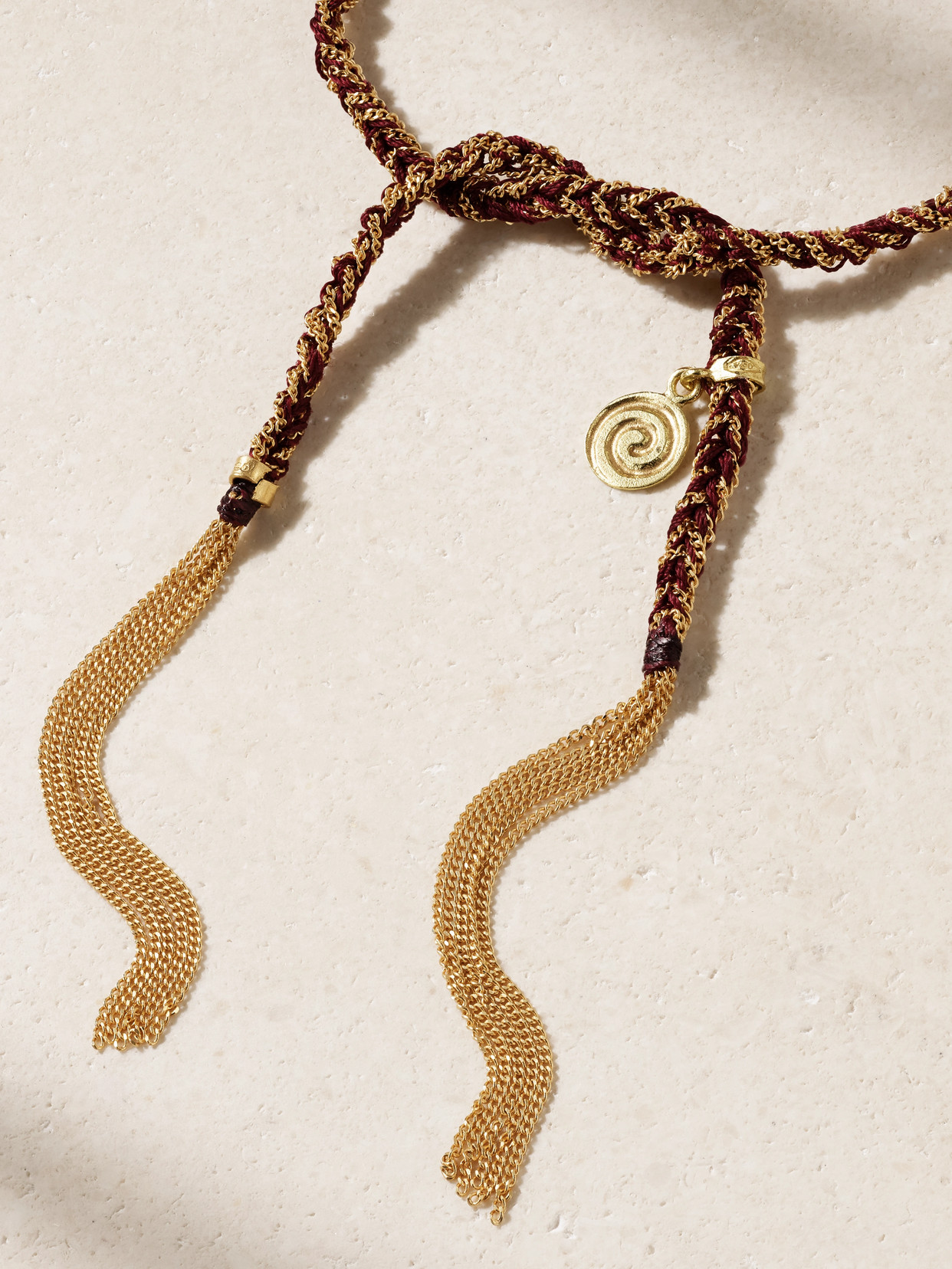 CAROLINA BUCCI PASSION LUCKY 18-KARAT GOLD AND SILK BRACELET 