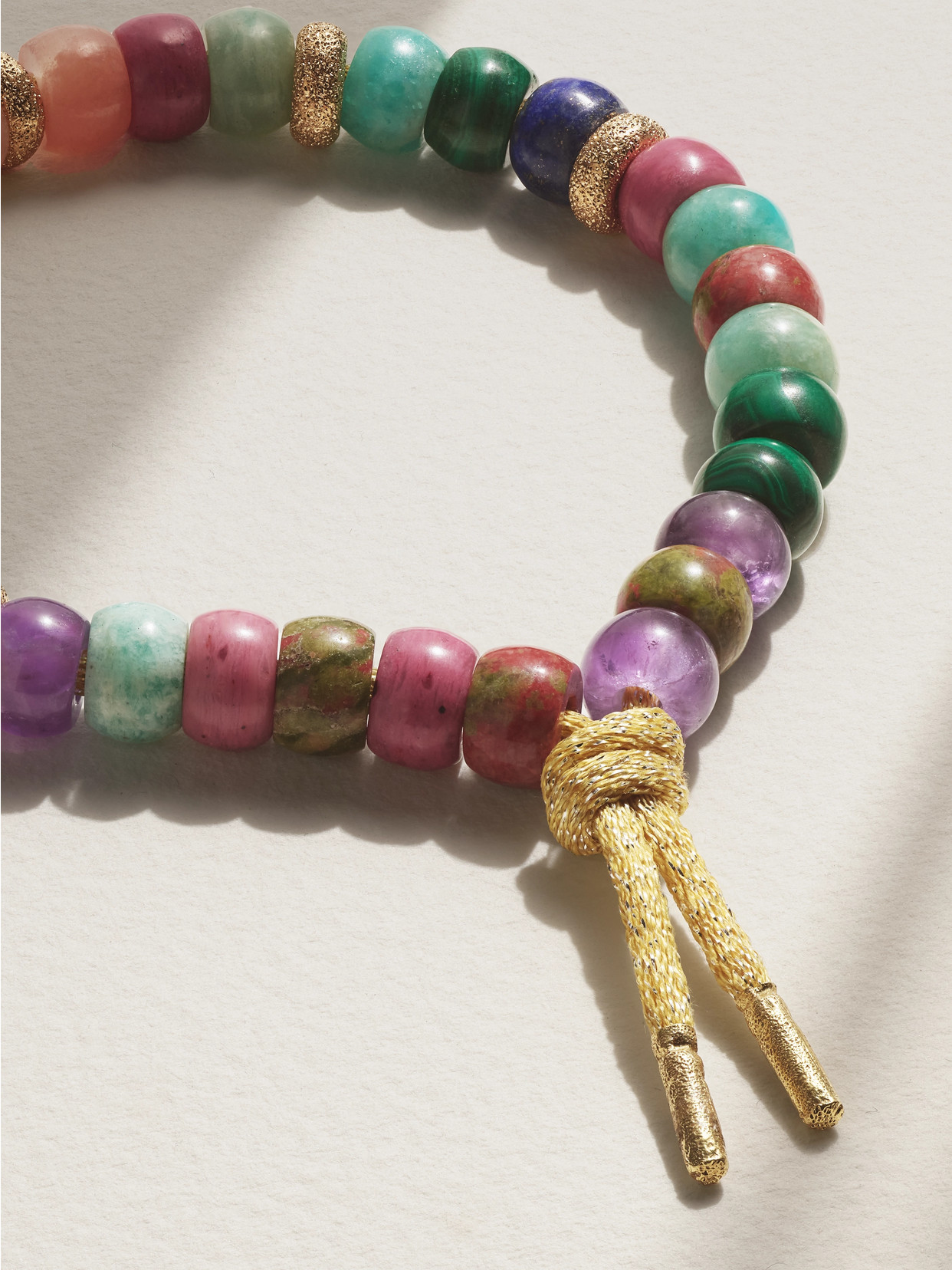 CAROLINA BUCCI FORTE BEADS CARTAGENA 18-KARAT GOLD AND LUREX MULTI-STONE BRACELET