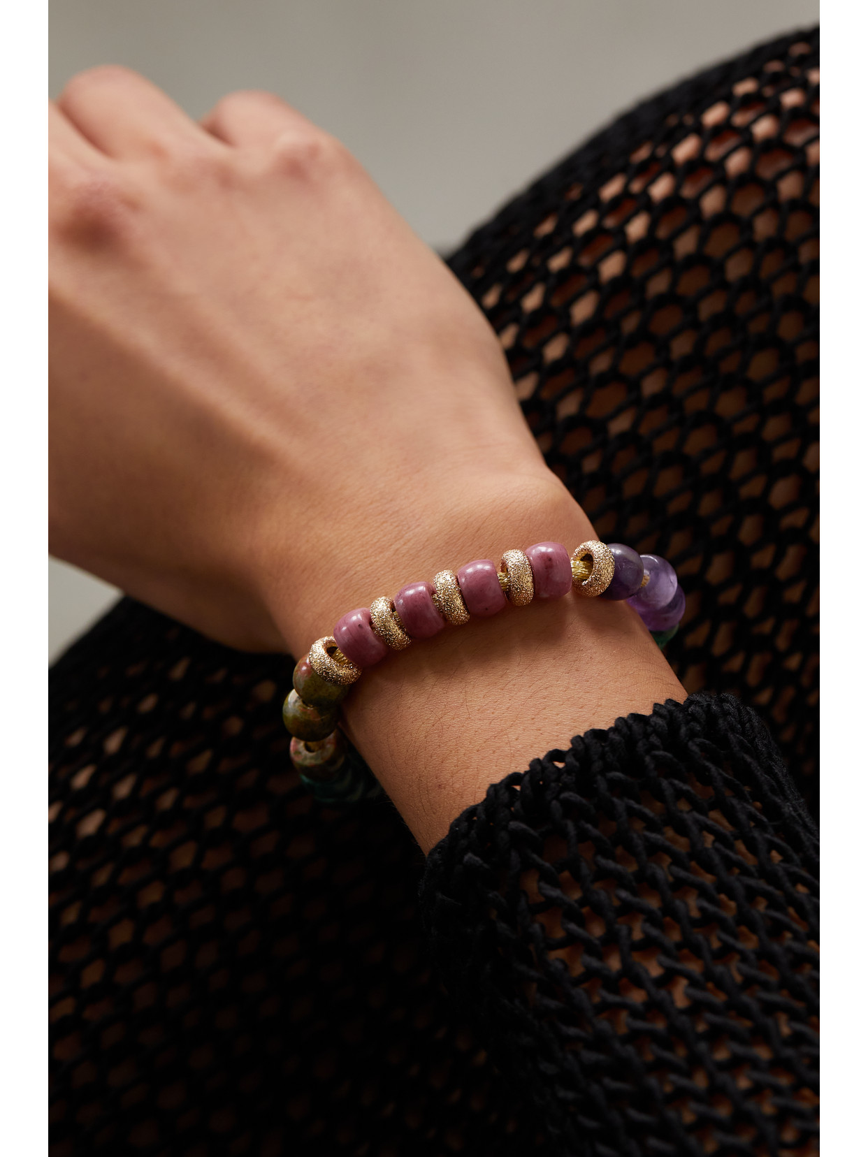 CAROLINA BUCCI FORTE BEADS CARTAGENA 18-KARAT GOLD AND LUREX MULTI-STONE BRACELET