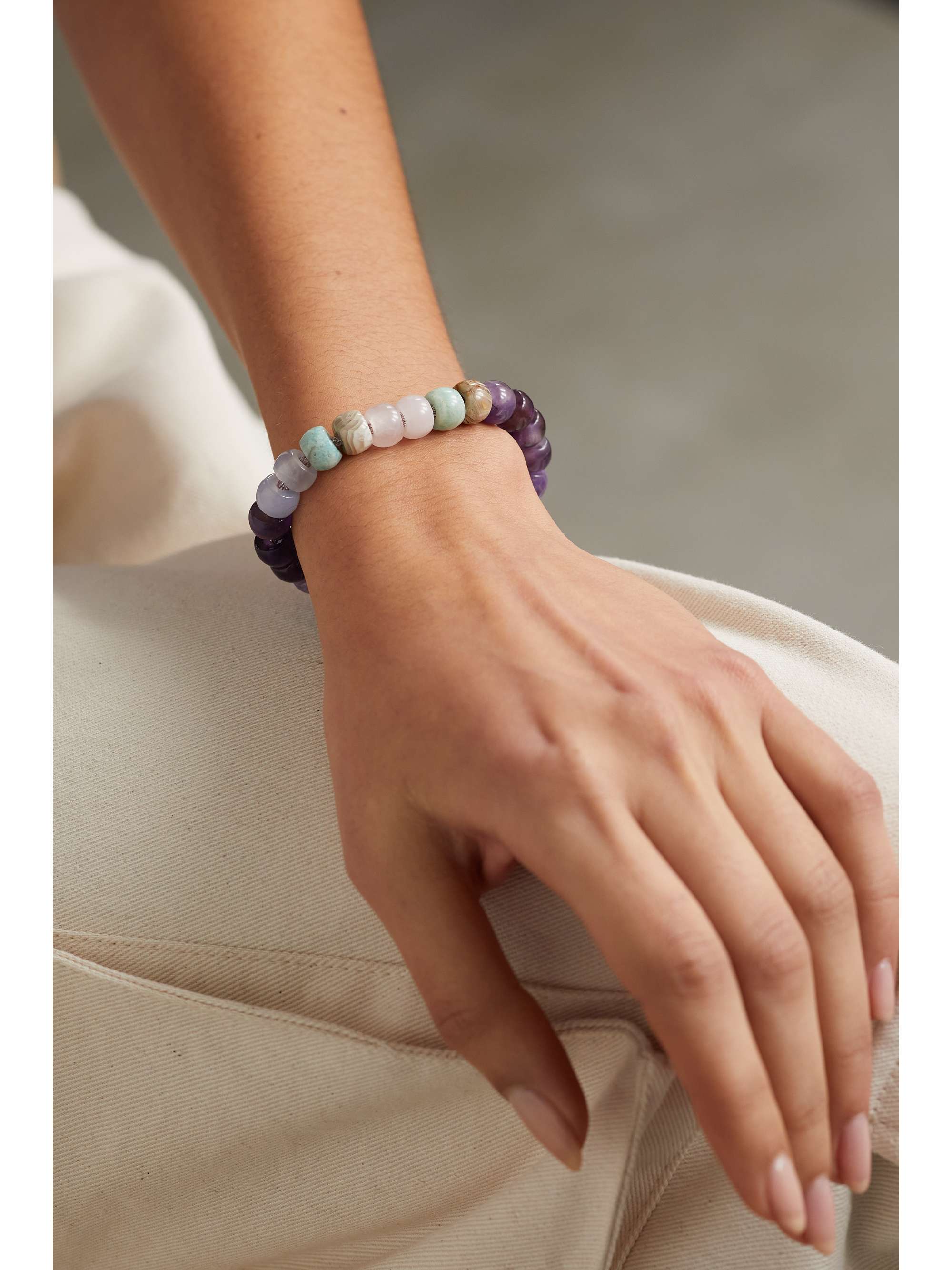 FORTE Beads Big Sur 18 karat gold and Lurex multi stone bracelet purple One Size