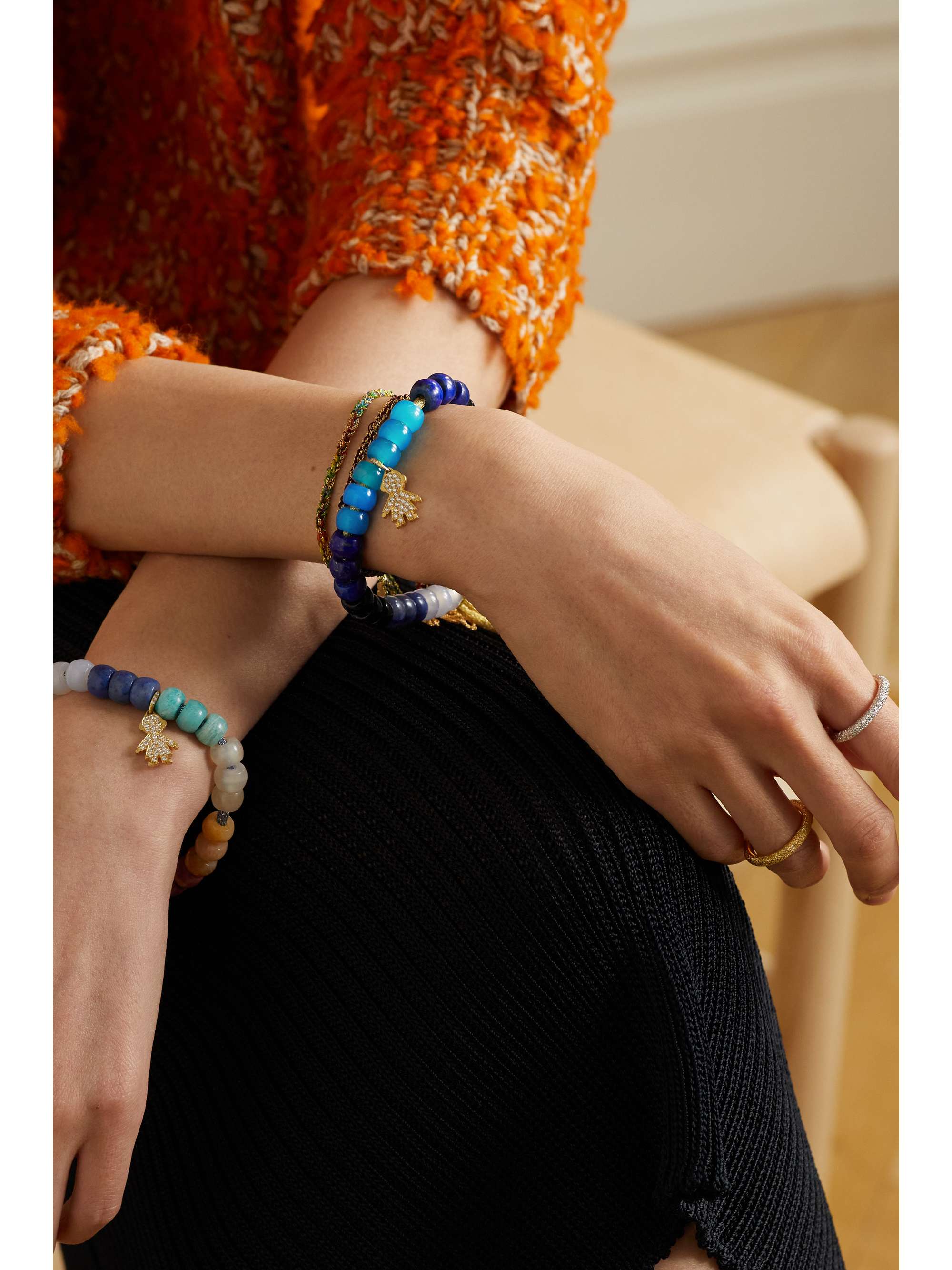 CAROLINA BUCCI Trancoso FORTE Beads 18-karat gold and Lurex multi-stone bracelet