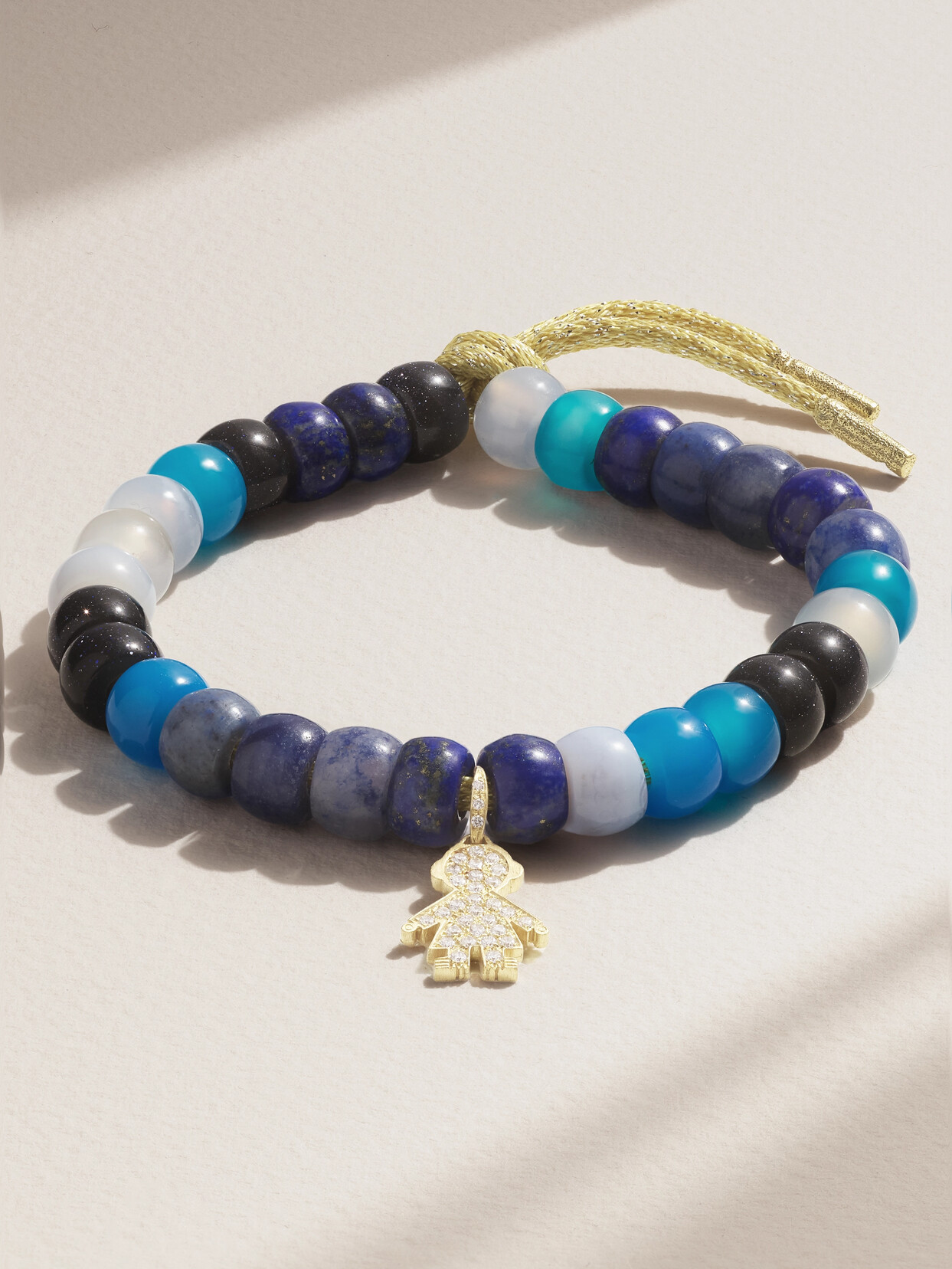 Carolina Bucci - Trancoso Forte Beads 18-karat Gold And Lurex Multi-stone Bracelet - Blue