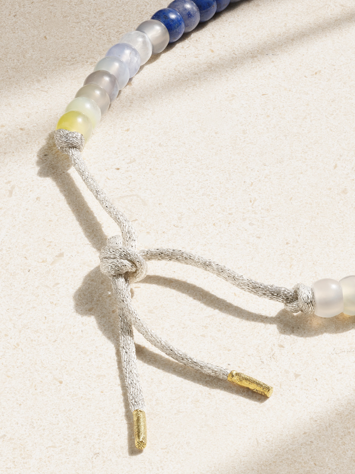 CAROLINA BUCCI FORTE BEADS 18-KARAT ROSE GOLD, LUREX AND MULTI-STONE NECKLACE