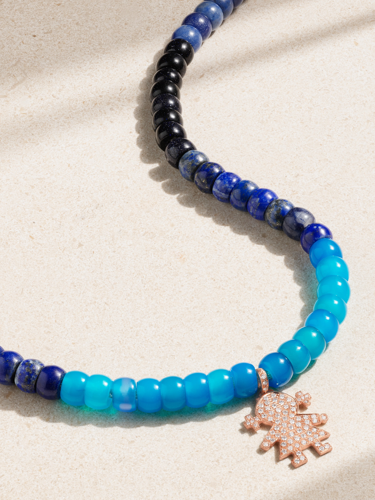 CAROLINA BUCCI FORTE BEADS 18-KARAT ROSE GOLD, LUREX AND MULTI-STONE NECKLACE