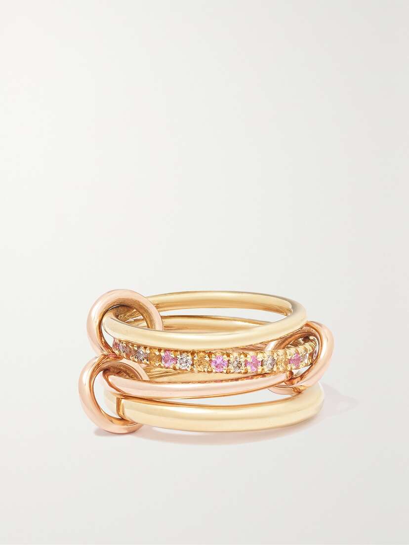 Spinelli Kilcollin Nimbus Dusk Set Of Four 18-karat Yellow And Rose Gold Multi-stone Rings