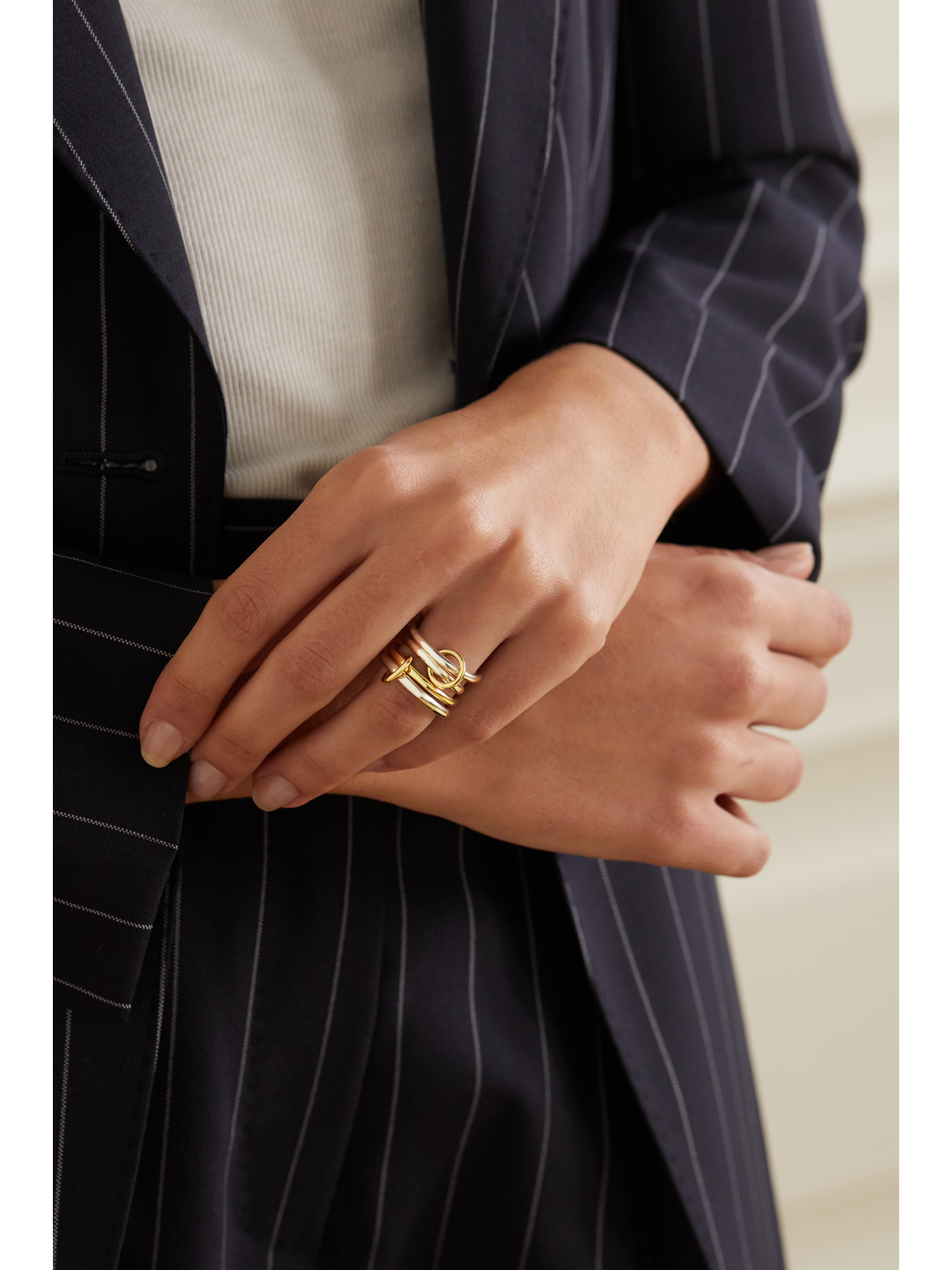 Spinelli Kilcollin Cancer Set Of Four 18-karat Gold And Sterling Silver Ring In Gold