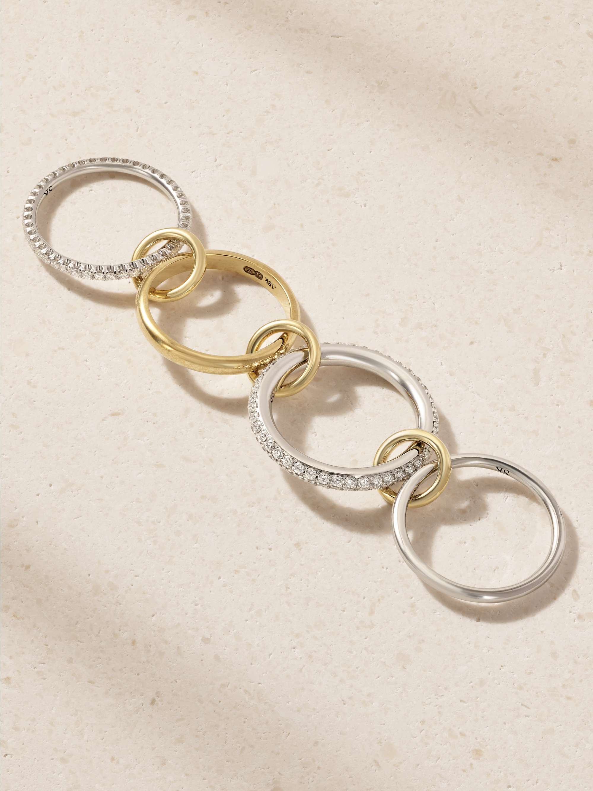SPINELLI KILCOLLIN Vega set of four sterling silver and 18-karat gold diamond rings