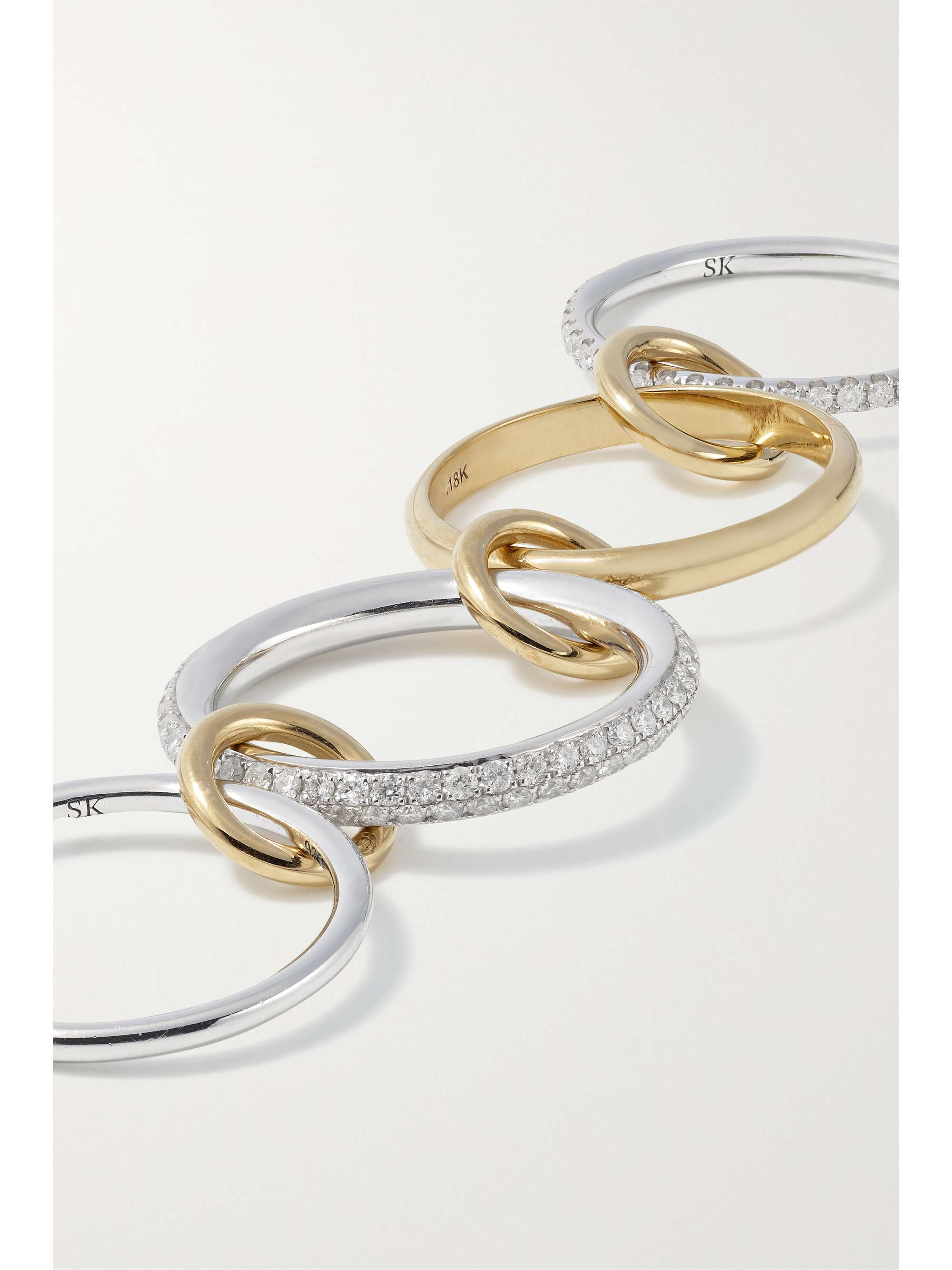 SPINELLI KILCOLLIN Vega set of four sterling silver and 18-karat gold diamond rings