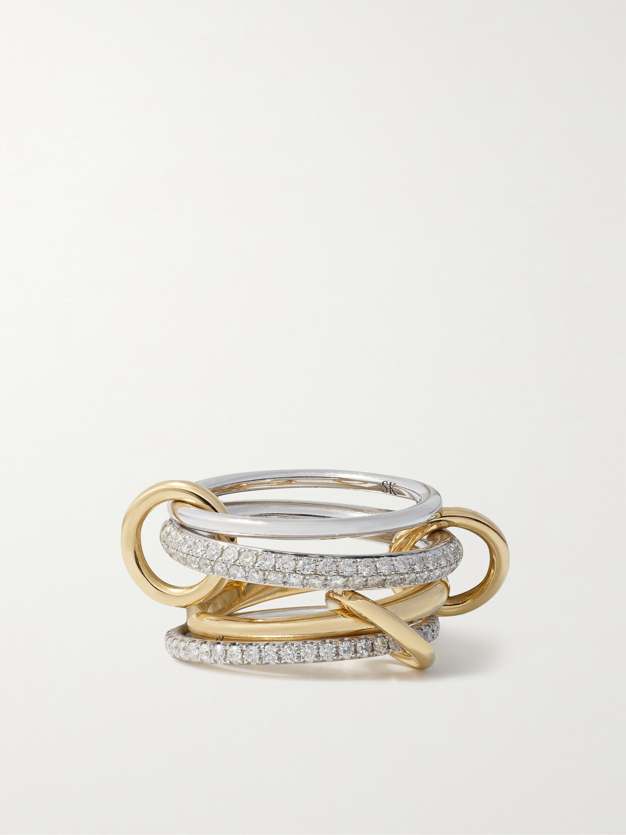 Spinelli Kilcollin - Vega Set Of Four Sterling Silver And 18-karat Gold Diamond Rings - 6