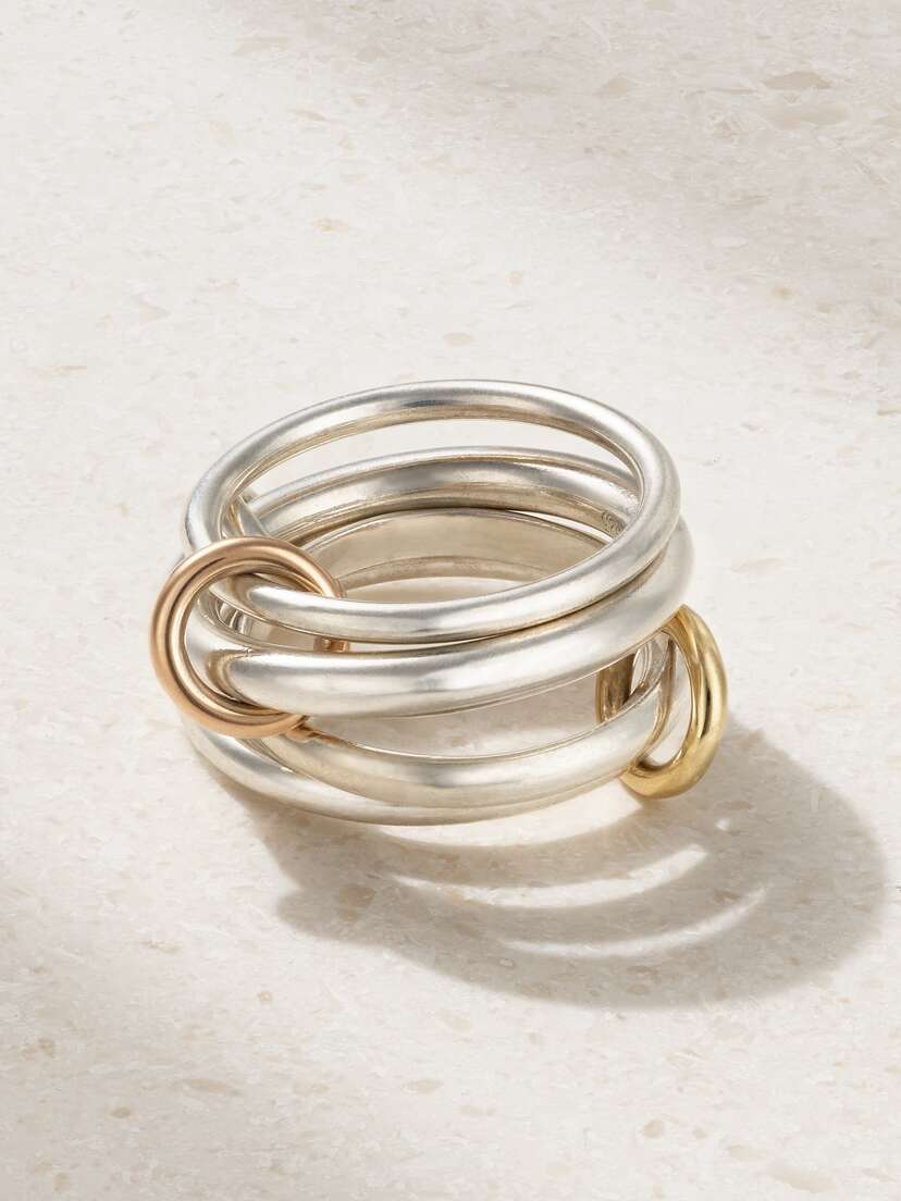 Spinelli Kilcollin Sagittarius Set Of Four Sterling  And 1-karat Yellow And Rose Gold Rings