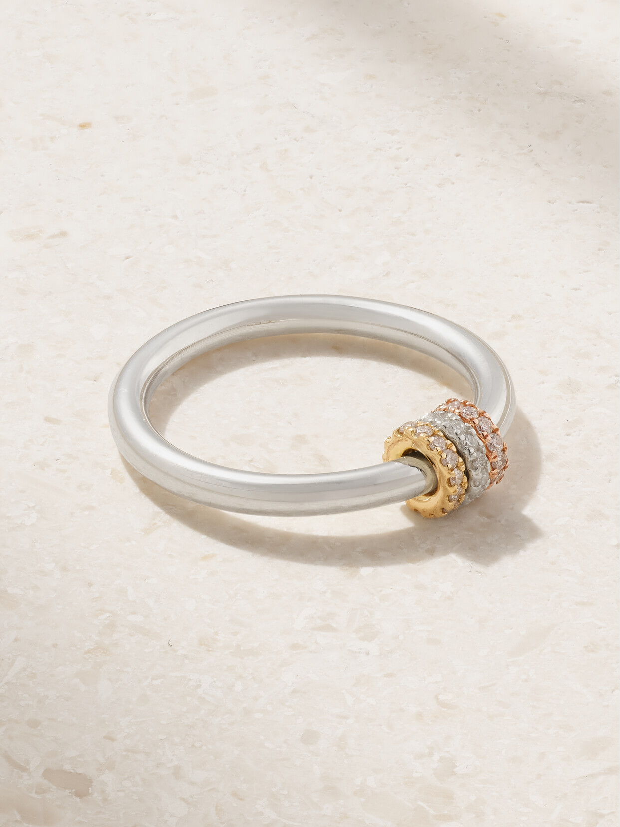 Spinelli Kilcollin - Sirius Sterling Silver And 18-karat Yellow And Rose Gold Diamond Ring - 7