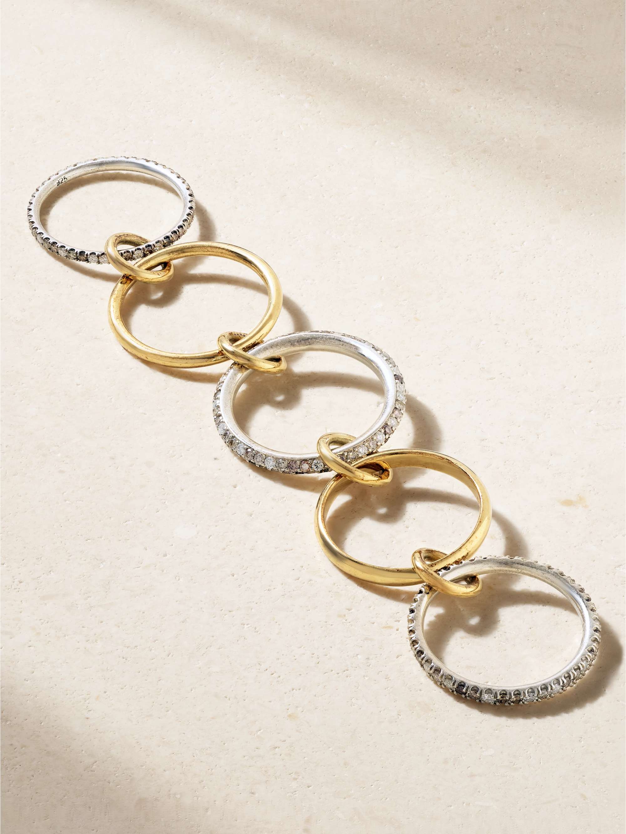 SPINELLI KILCOLLIN Leo set of five 18-karat yellow and white gold diamond rings