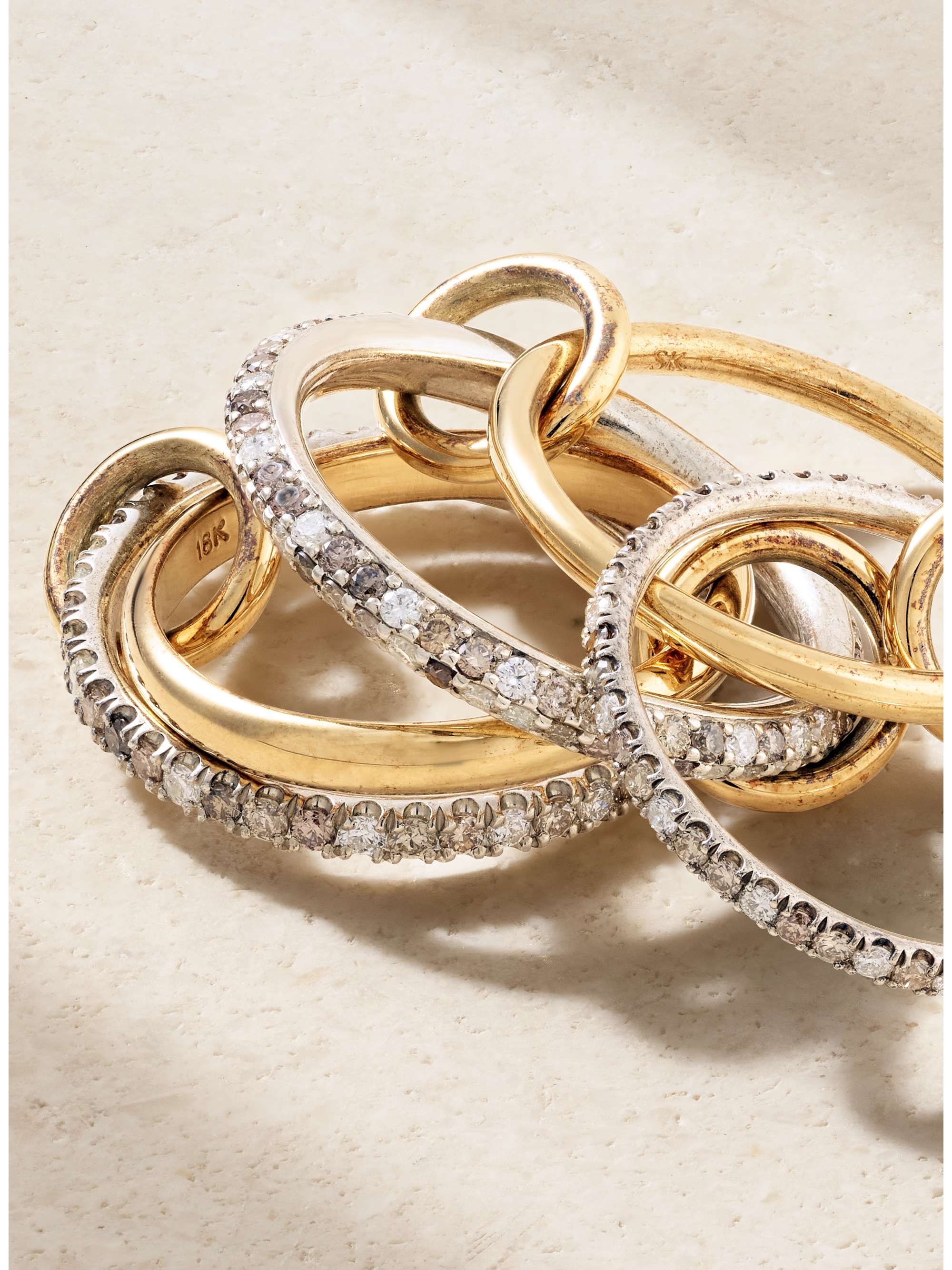 SPINELLI KILCOLLIN Leo set of five 18-karat yellow and white gold diamond rings