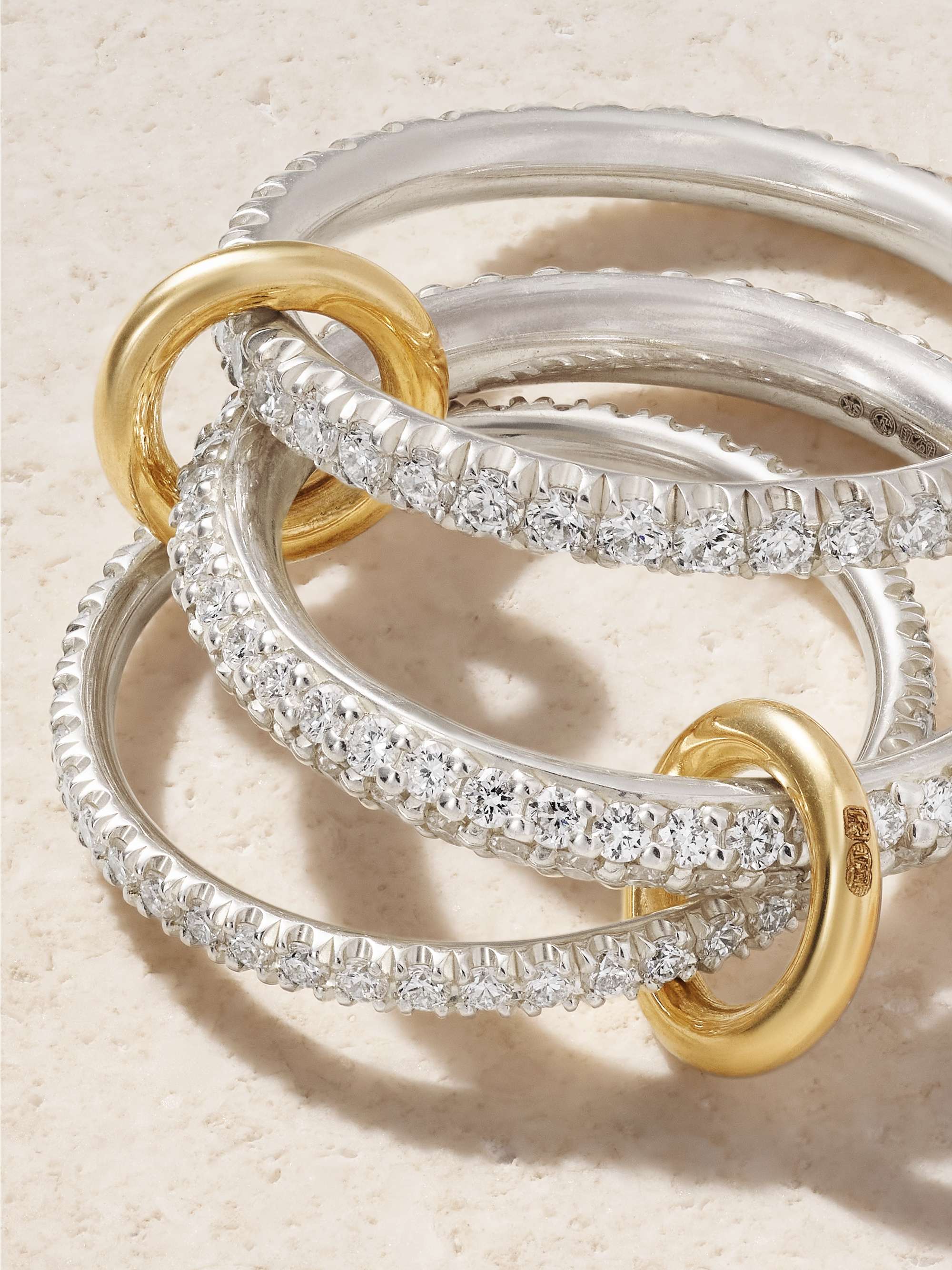 SPINELLI KILCOLLIN Nova set of three 18-karat gold, sterling silver and diamond rings