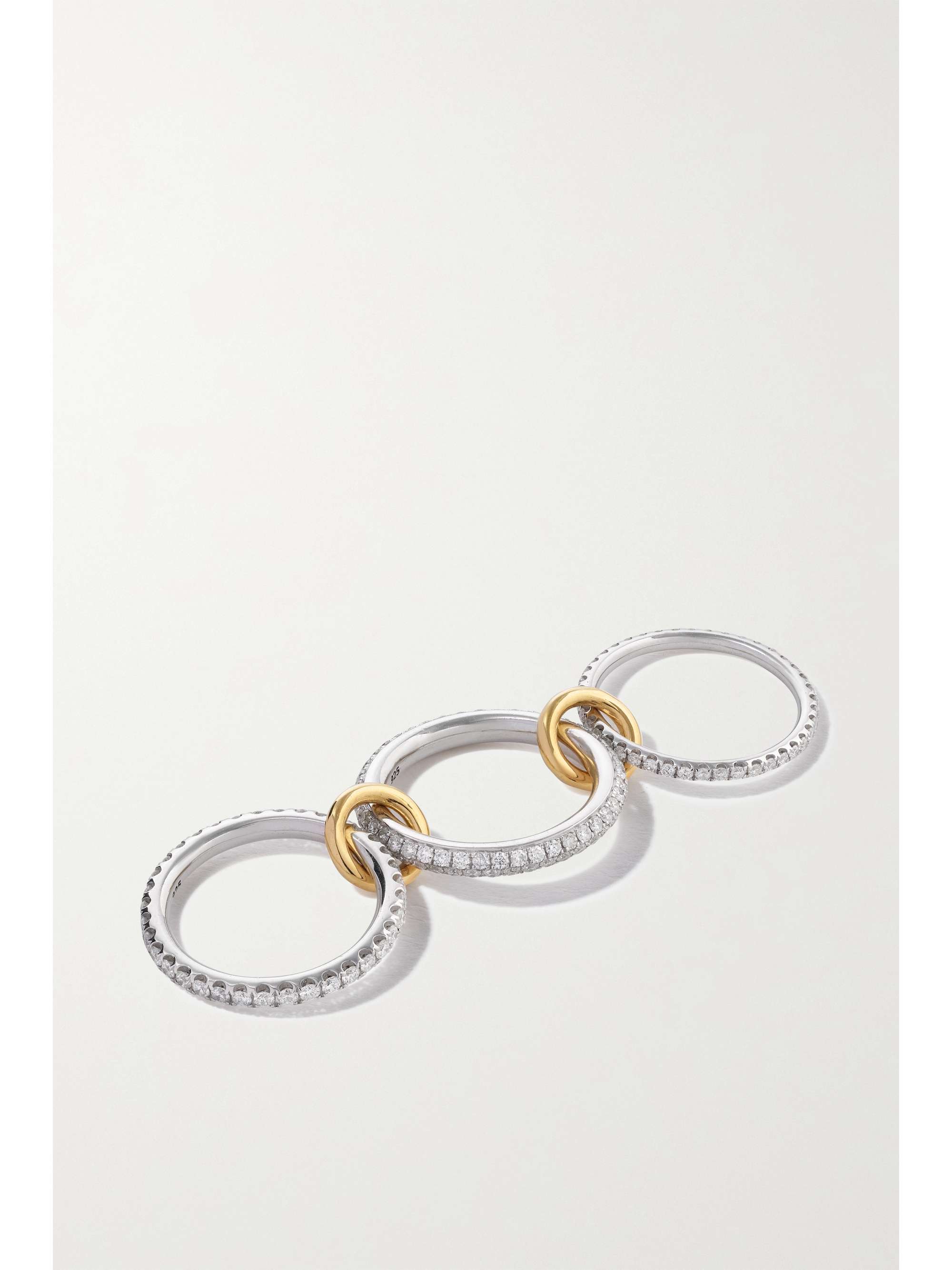 SPINELLI KILCOLLIN Nova set of three 18-karat gold, sterling silver and diamond rings