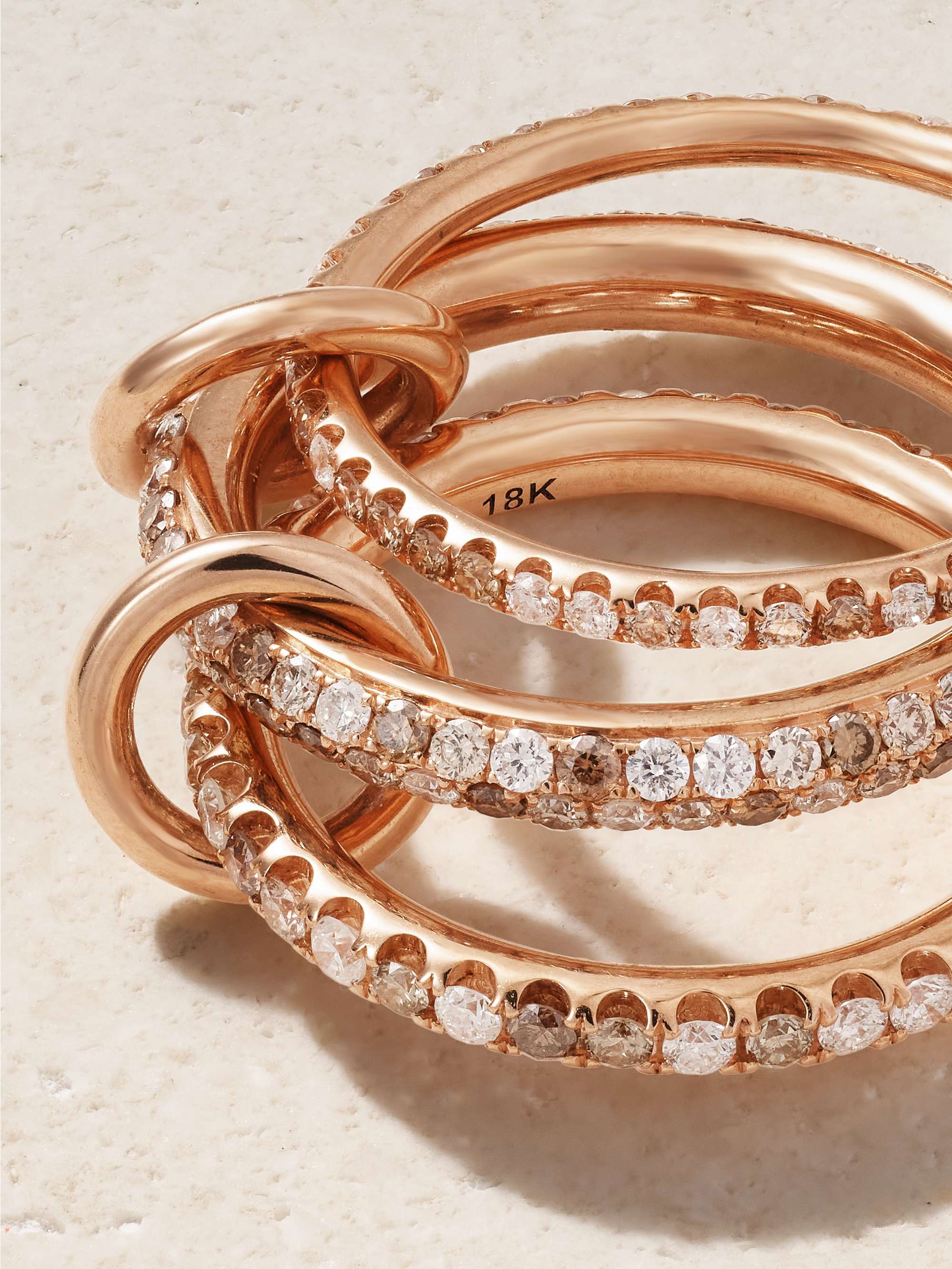 SPINELLI KILCOLLIN Nova set of three 18-karat rose gold diamond rings