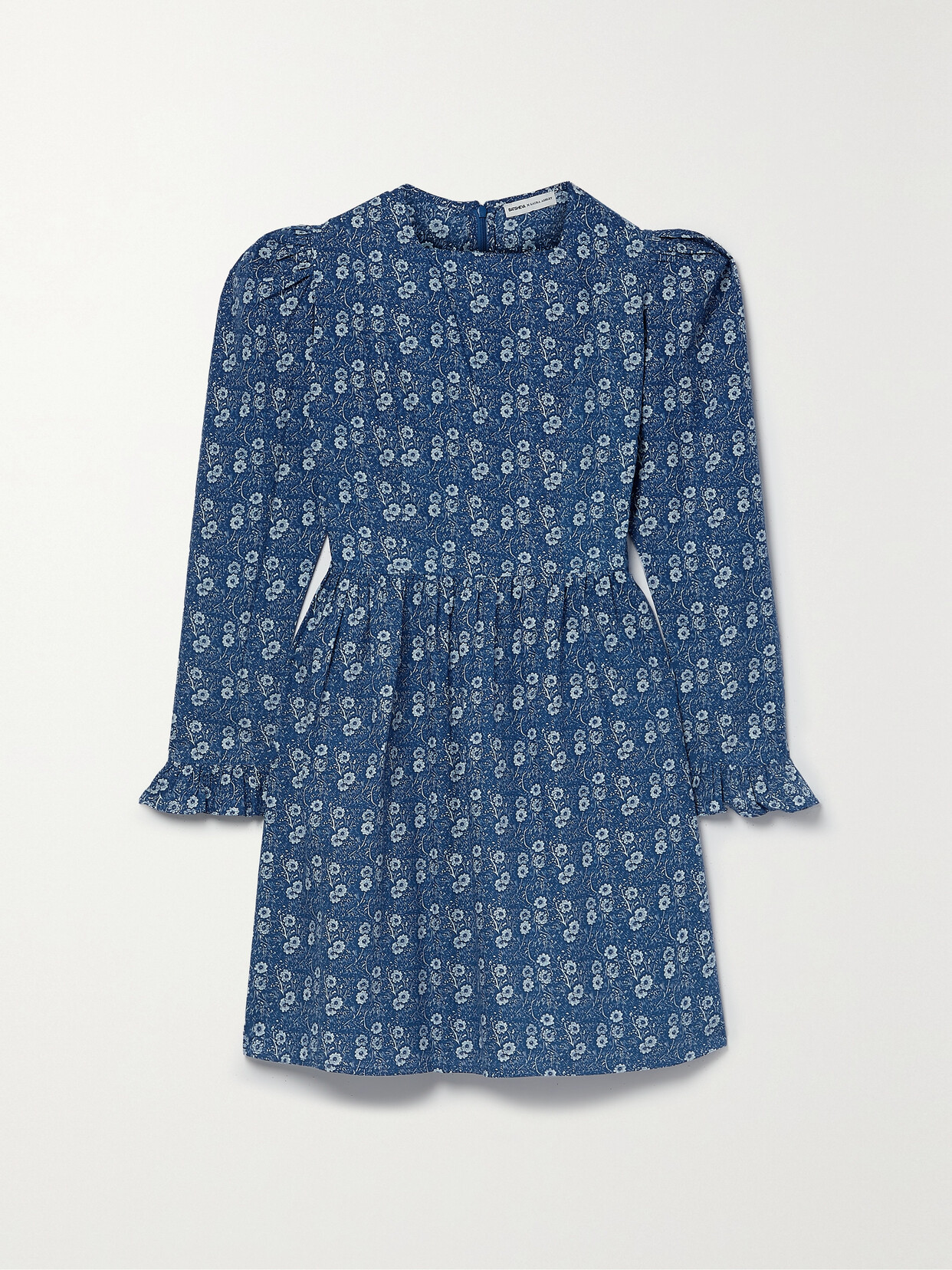 Batsheva + Laura Ashley Floral-print Cotton-poplin Mini Dress In Blue