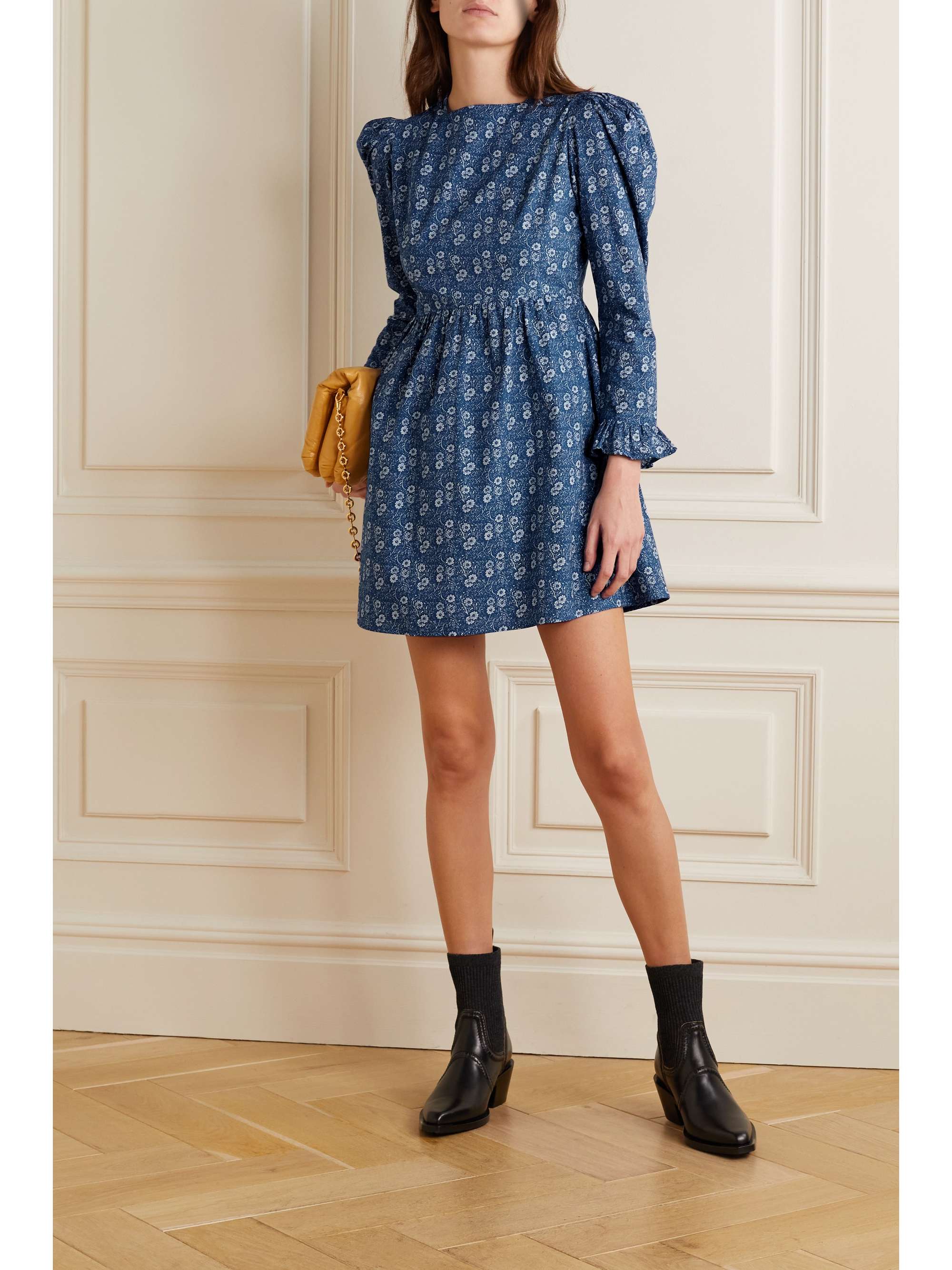 BATSHEVA Laura Ashley floral-print cotton-poplin mini dress NET-A-PORTER