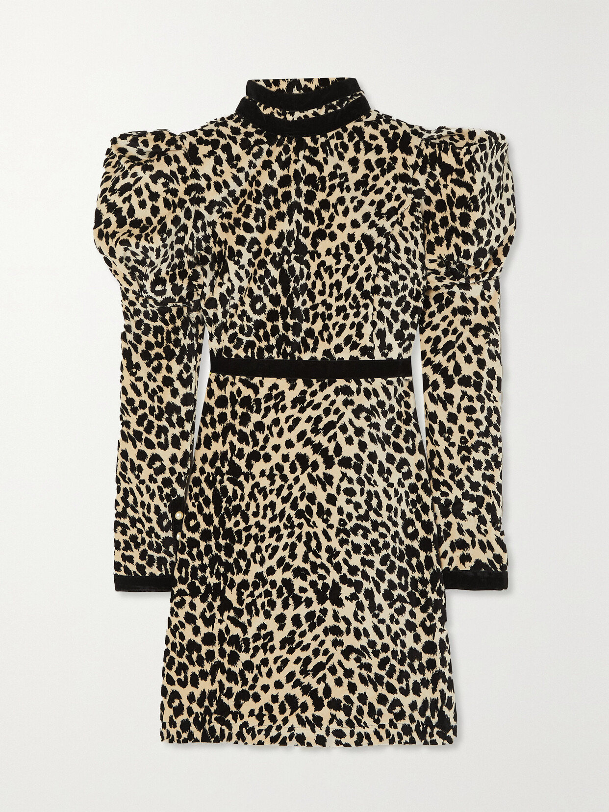 Batsheva - Mini Tate Leopard-print Cotton-velvet Mini Dress - Neutrals