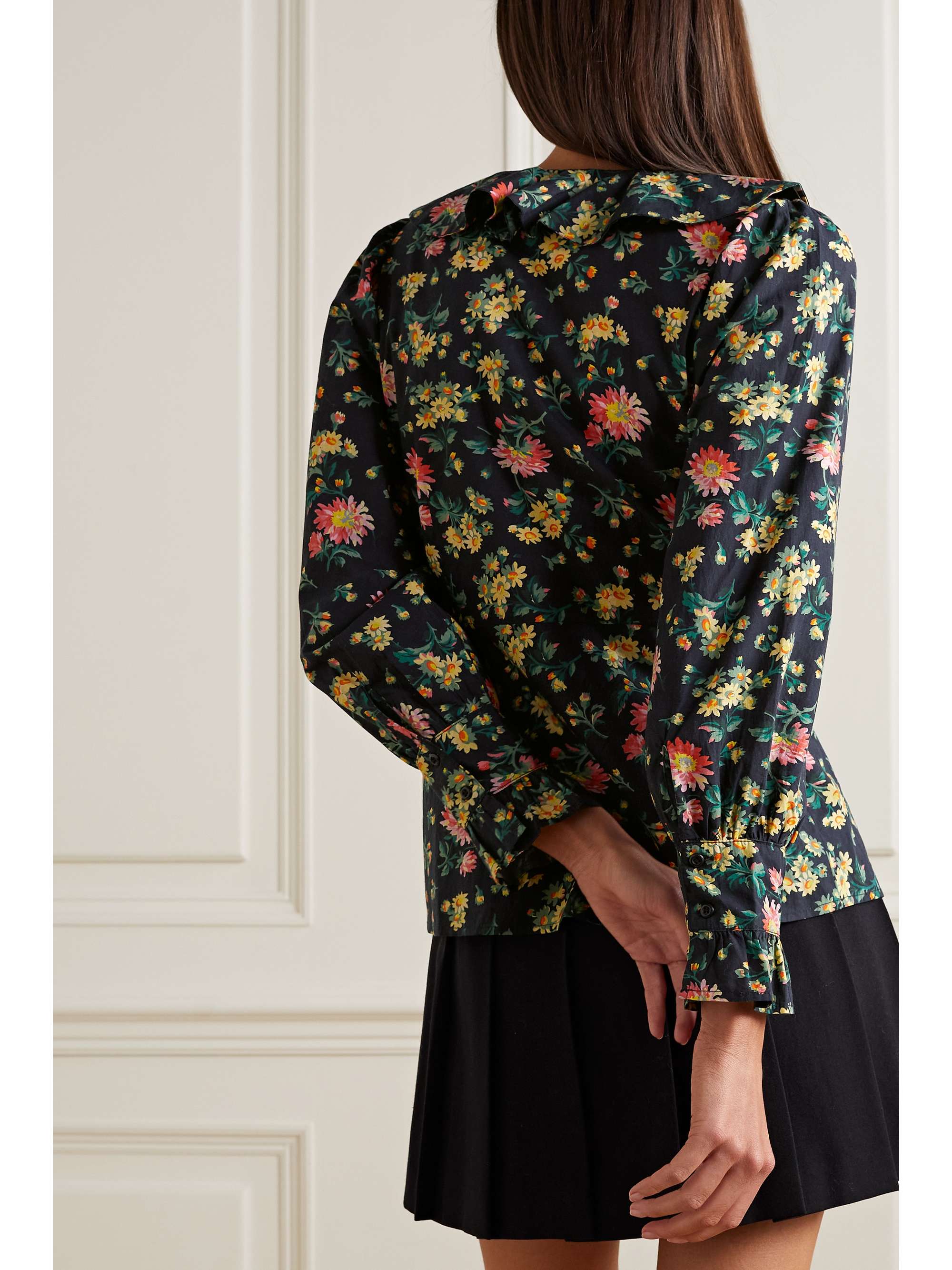 BATSHEVA x Laura Ashley “Nia” 荷叶边花卉印花纯棉府绸上衣