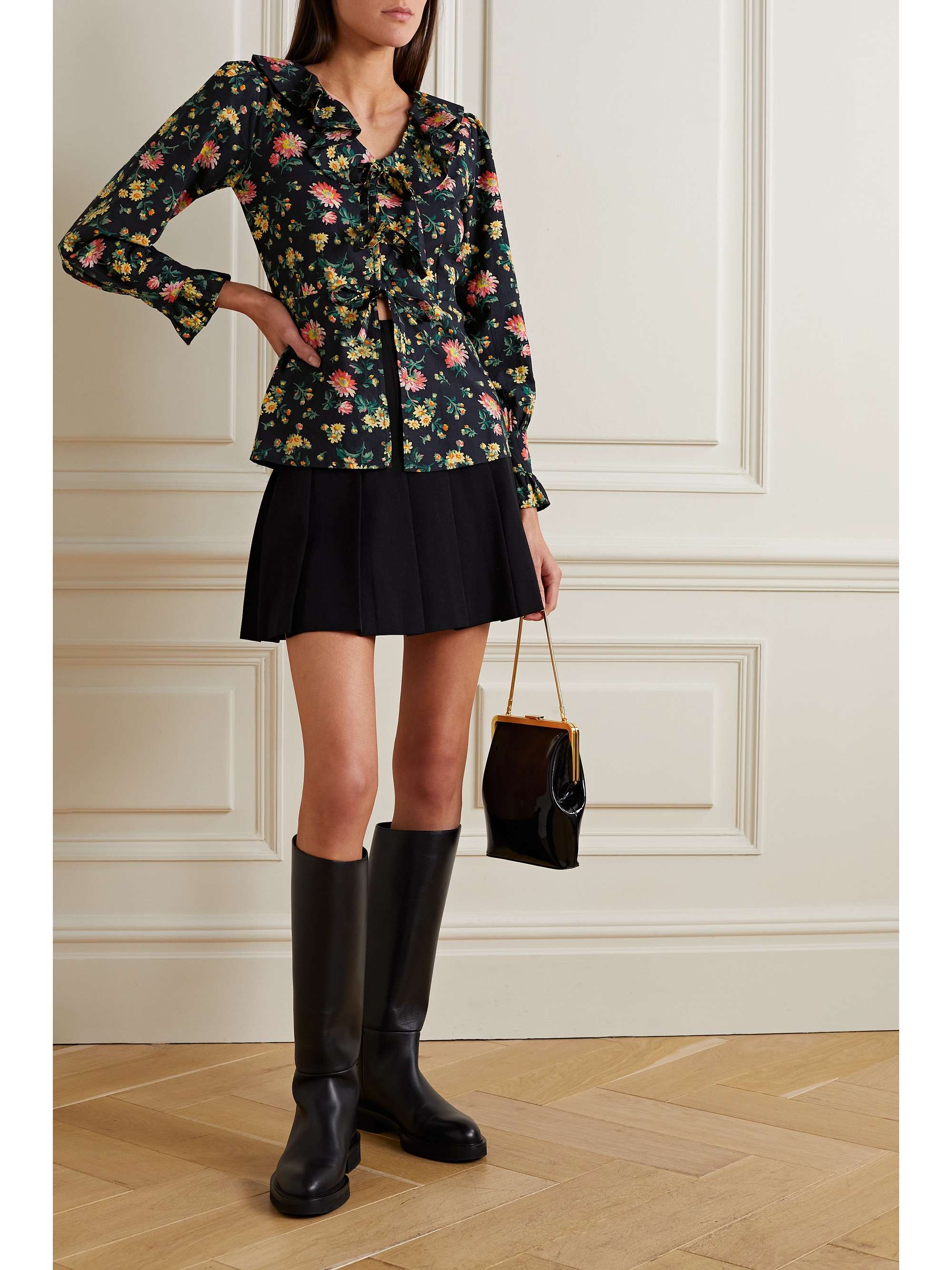 BATSHEVA x Laura Ashley “Nia” 荷叶边花卉印花纯棉府绸上衣