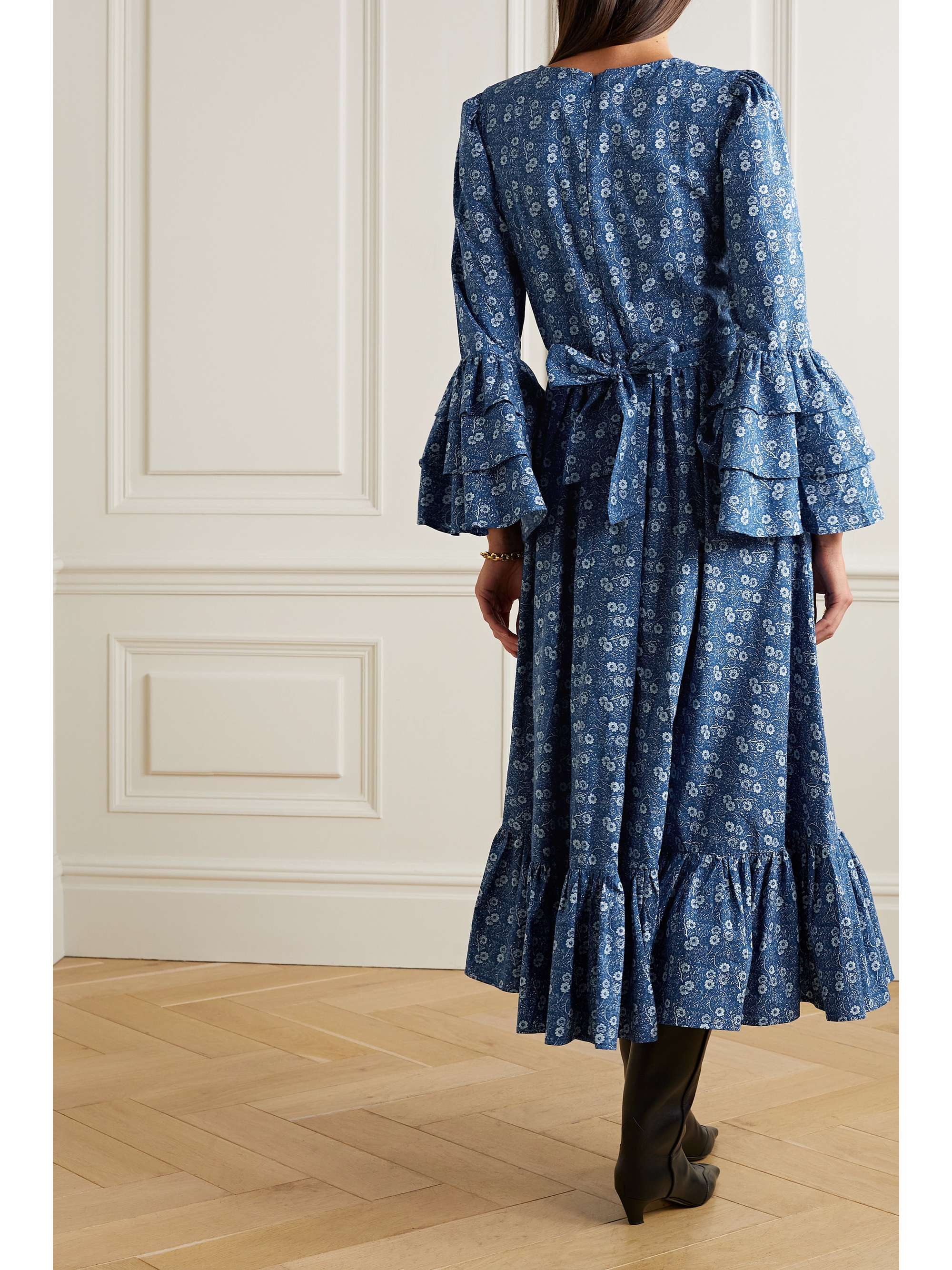 BATSHEVA + Laura Ashley Waverly ruffled floral-print cotton-poplin midi dress