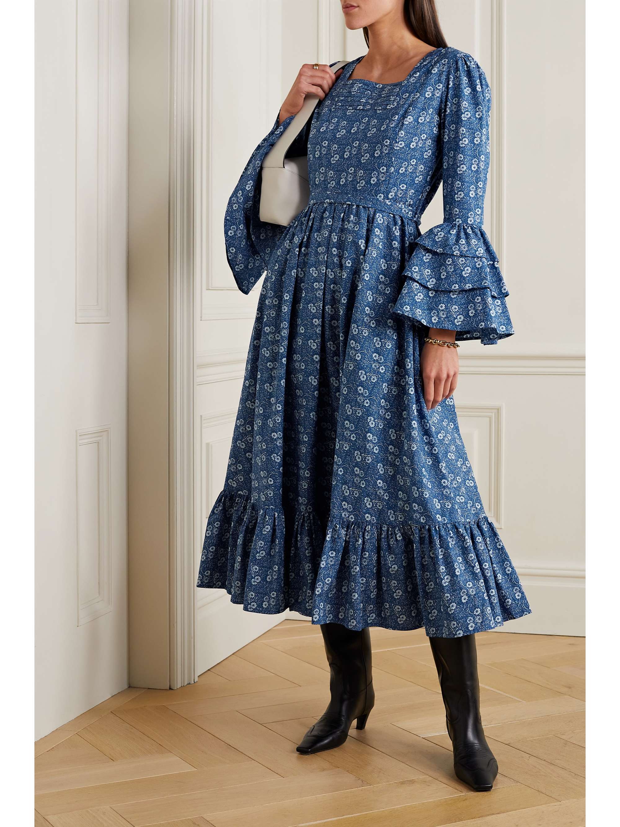 BATSHEVA + Laura Ashley Waverly ruffled floral-print cotton-poplin midi dress