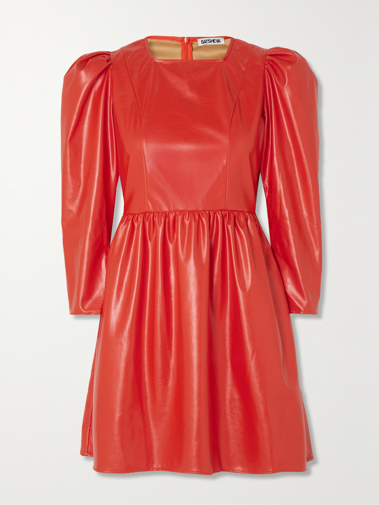 Batsheva Vinyl Mini Dress In Orange