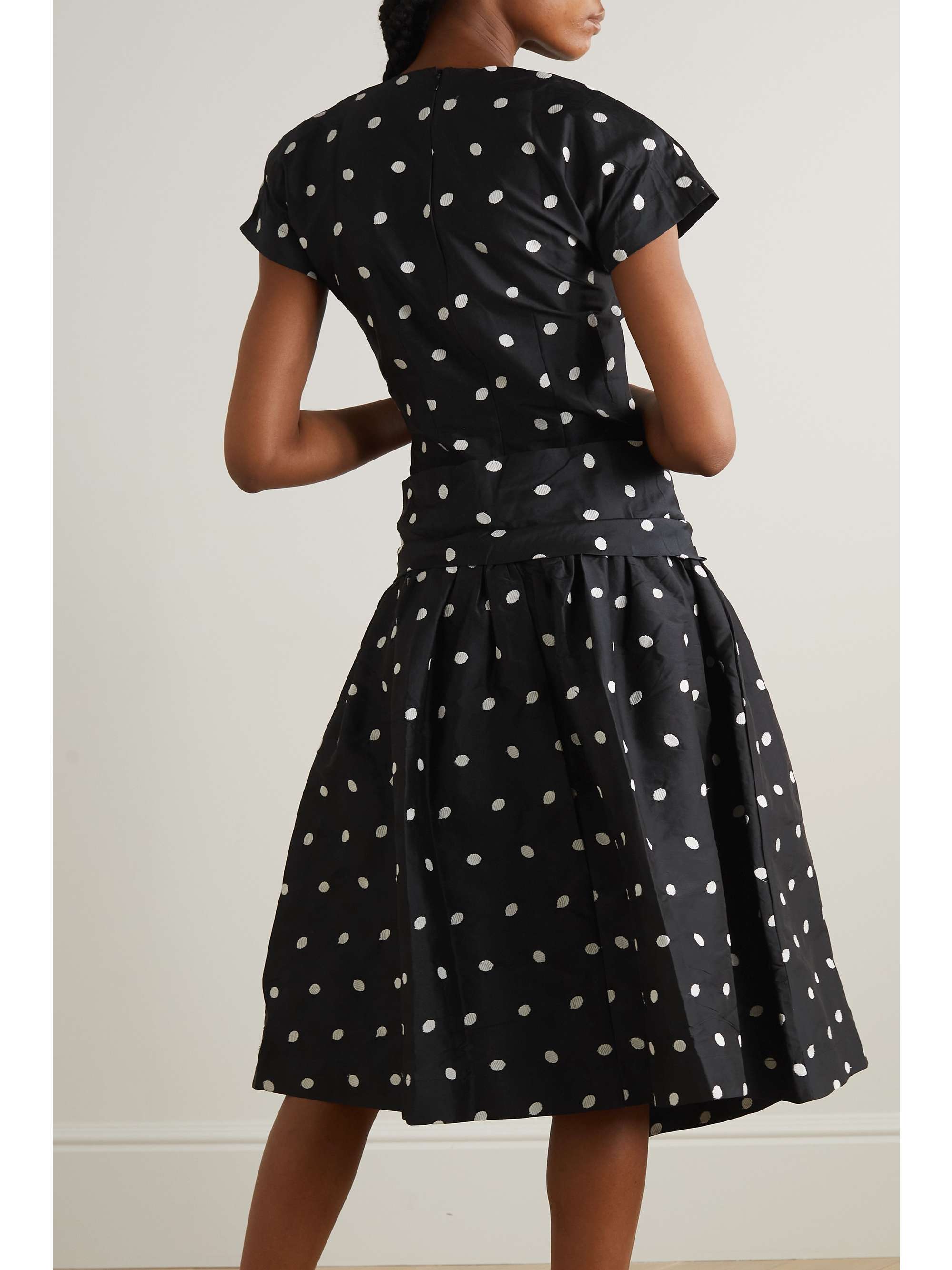 BATSHEVA Buffy embroidered polka-dot taffeta midi dress
