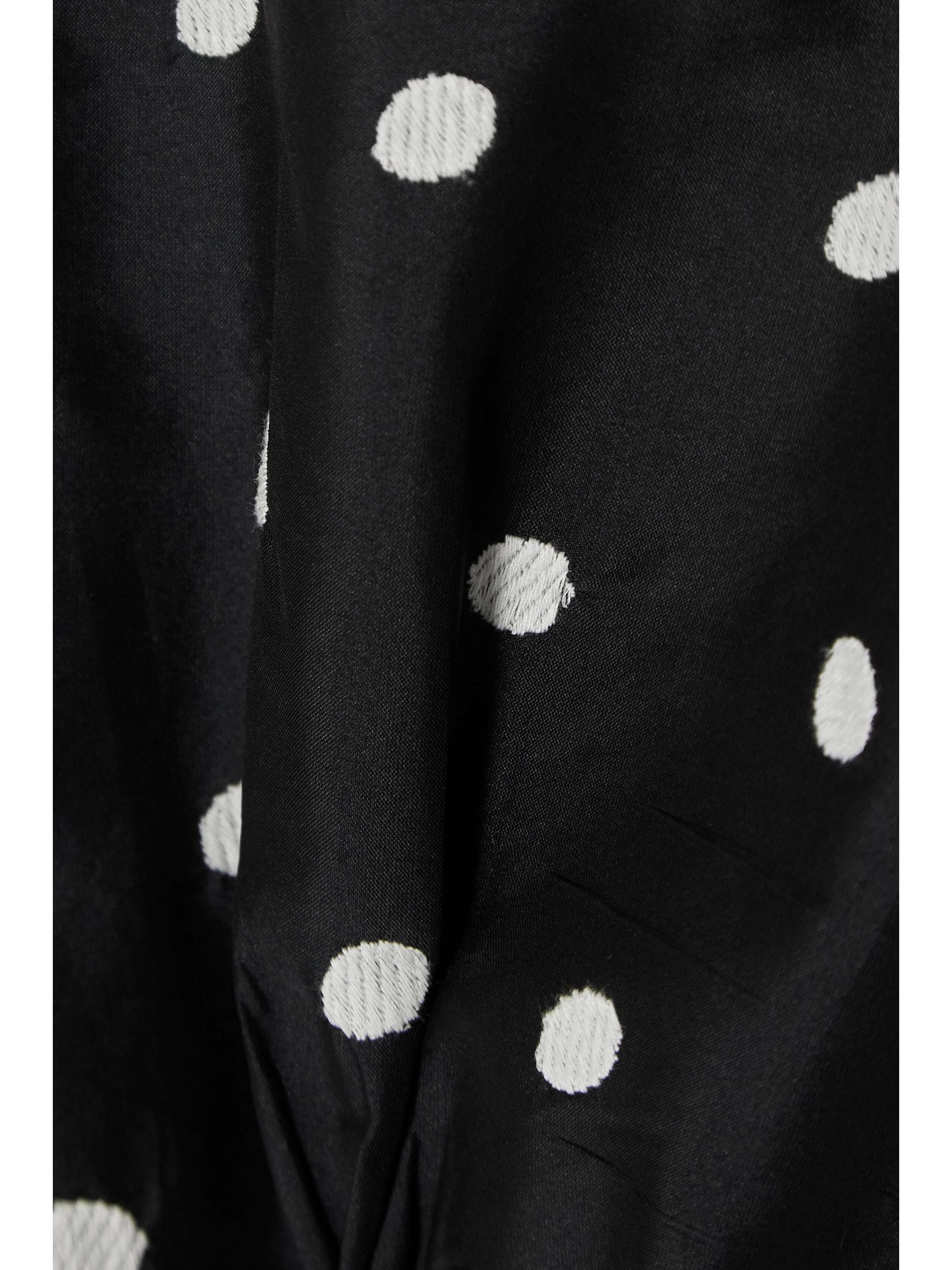 BATSHEVA Buffy embroidered polka-dot taffeta midi dress