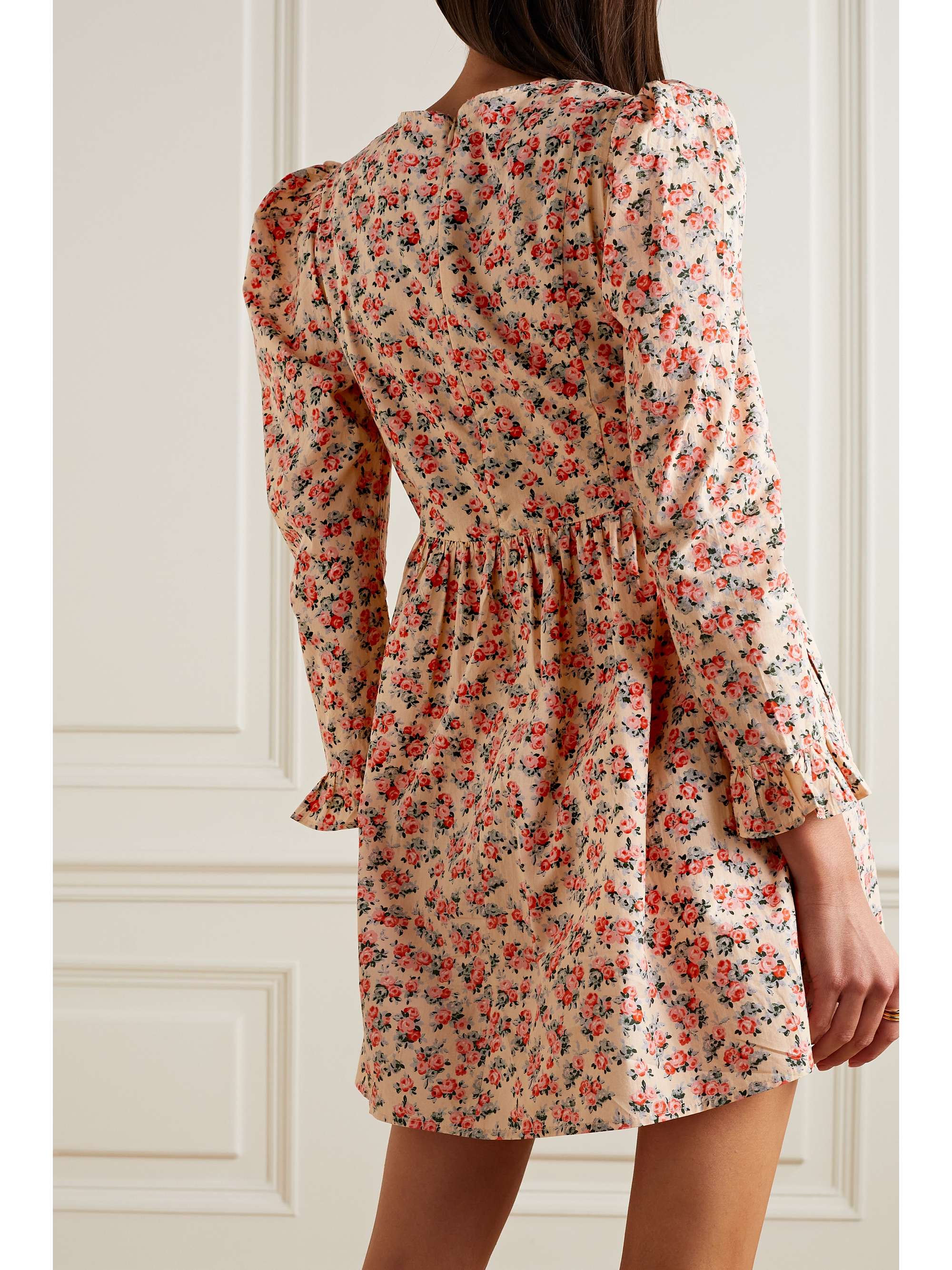 BATSHEVA x Laura Ashley 褶饰花卉印花纯棉府绸中长连衣裙