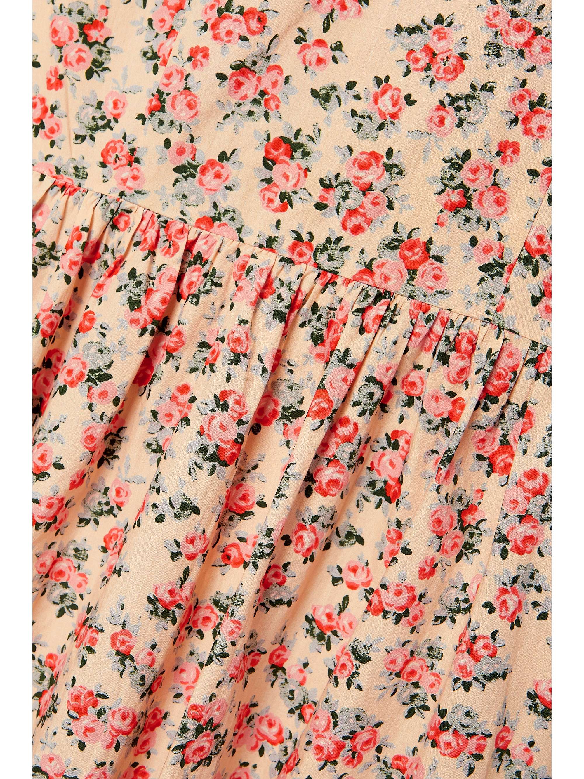 BATSHEVA x Laura Ashley 褶饰花卉印花纯棉府绸中长连衣裙