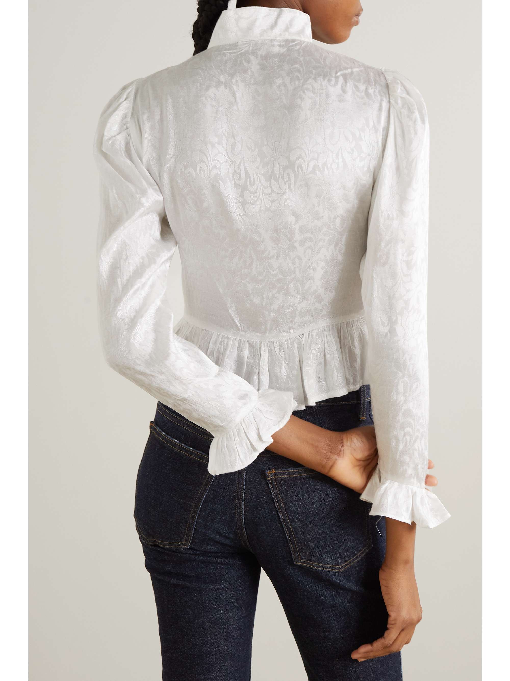BATSHEVA Grace ruffled floraljacquard blouse NETAPORTER