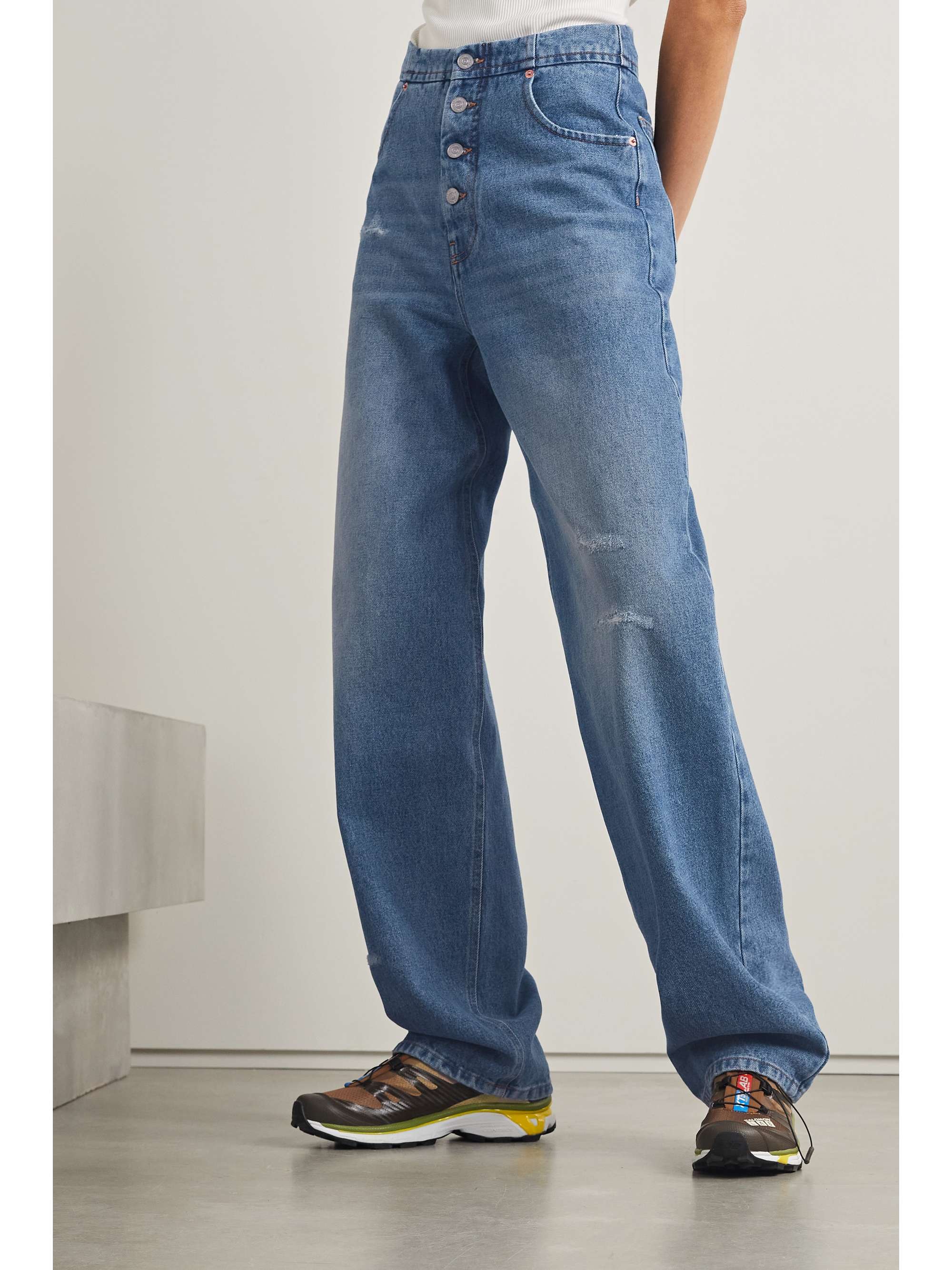 MM6 MAISON MARGIELA Distressed high-rise tapered jeans