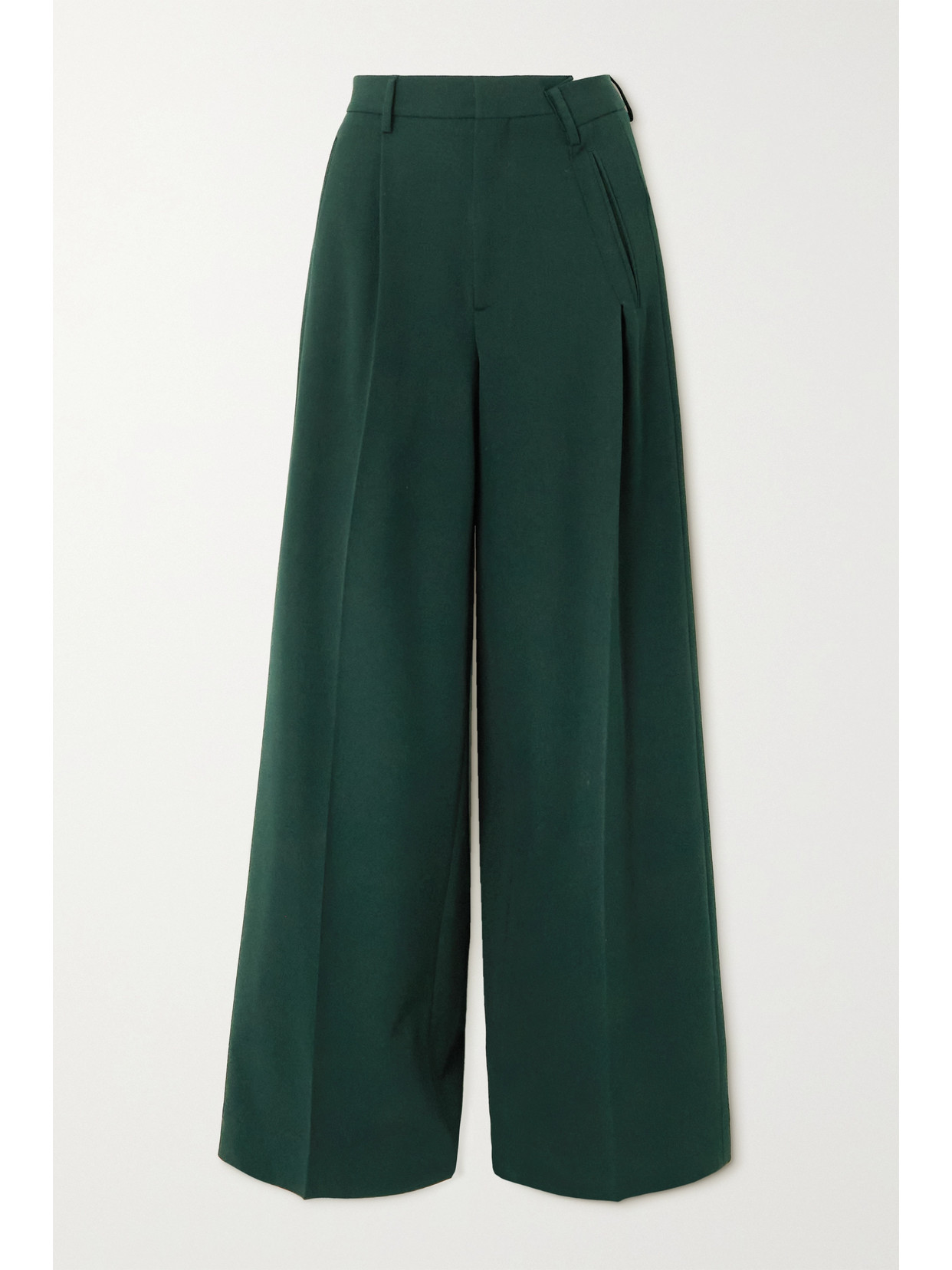 MM6 Maison Margiela - Pleated Stretch-twill Wide-leg Pants - Green