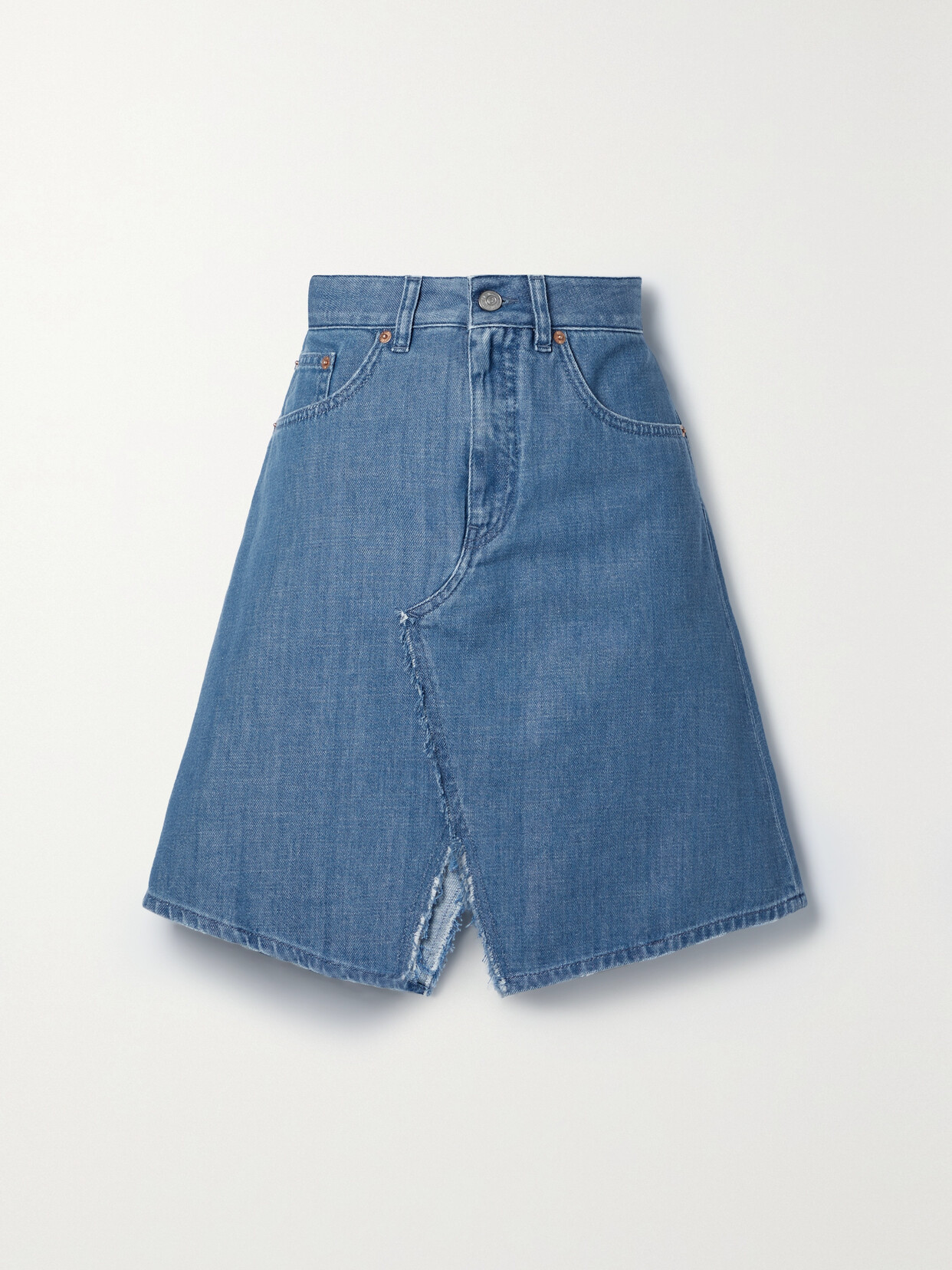 MM6 Maison Margiela - Frayed Denim Mini Skirt - Blue