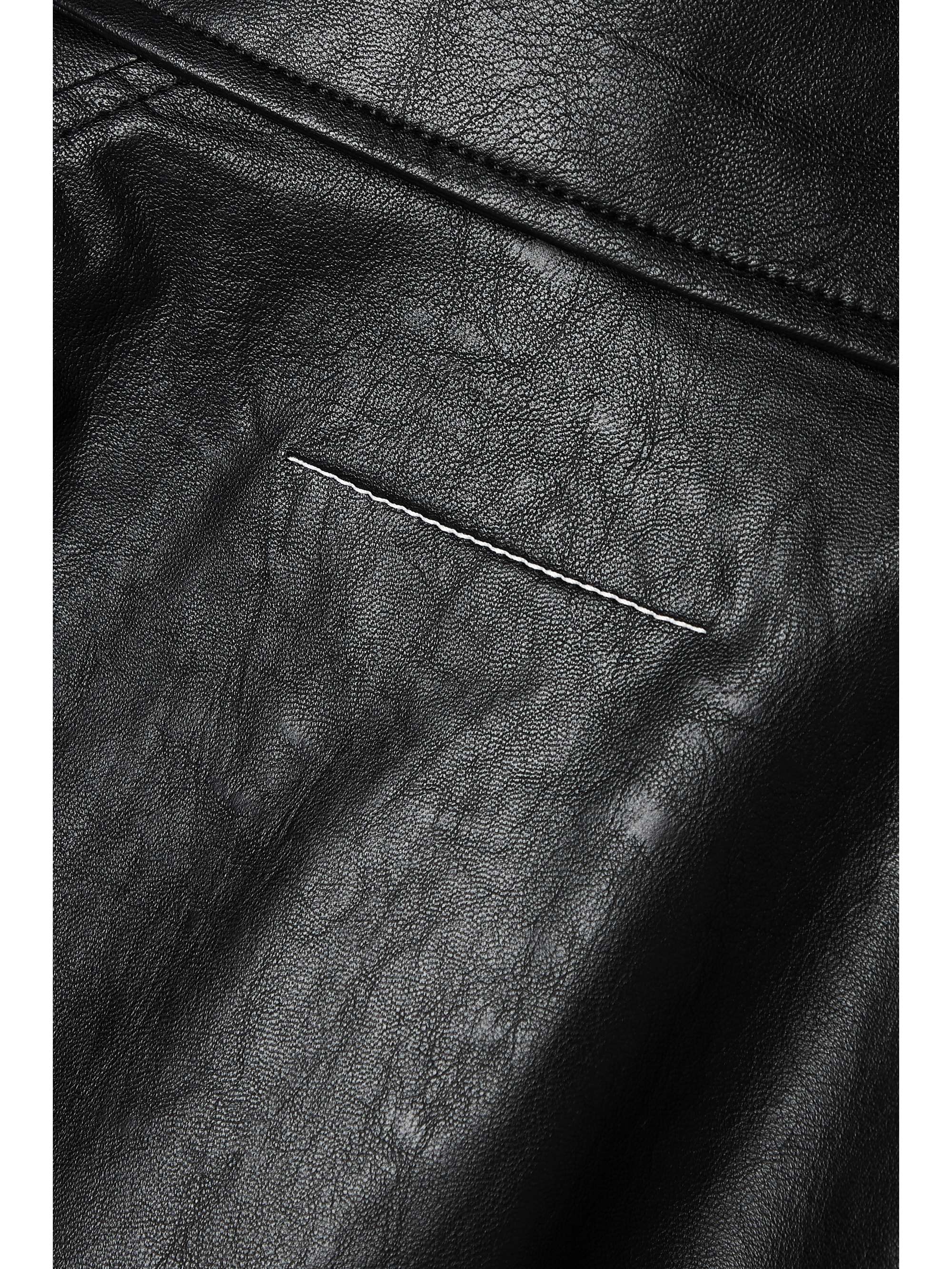 Cropped distressed faux leather jacket