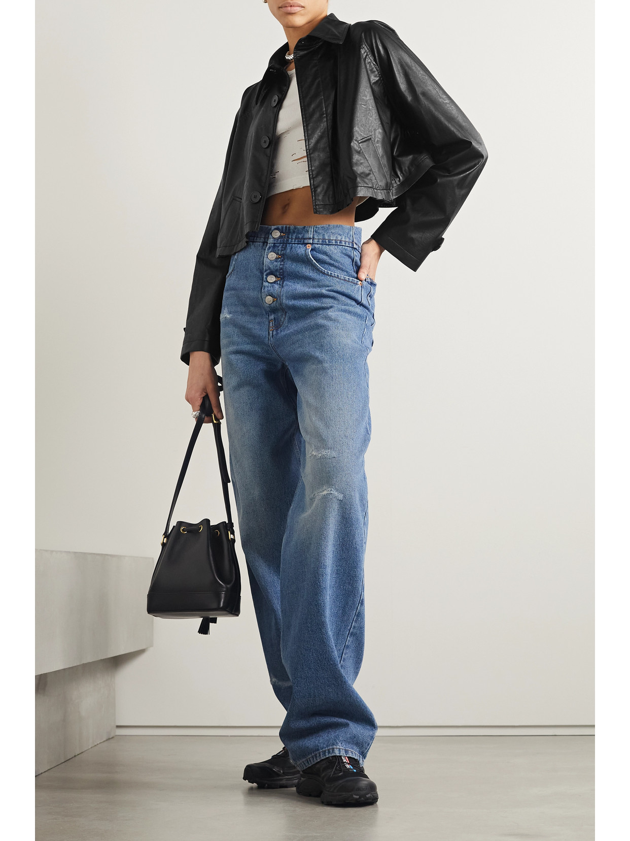 Cropped Sports Jacket In Black