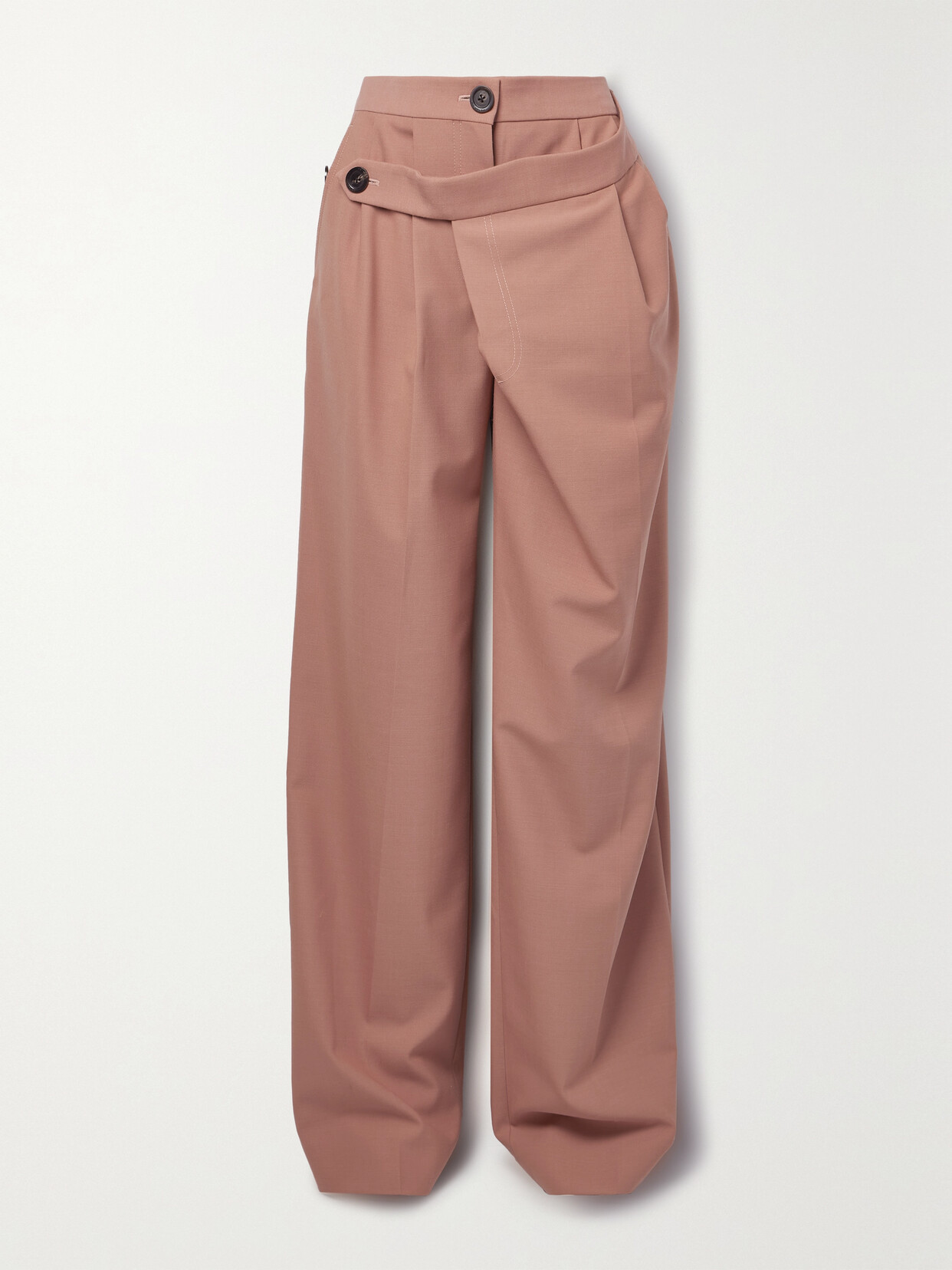 Peter Do Layered Asymmetric Pleated Twill Straight-leg Pants