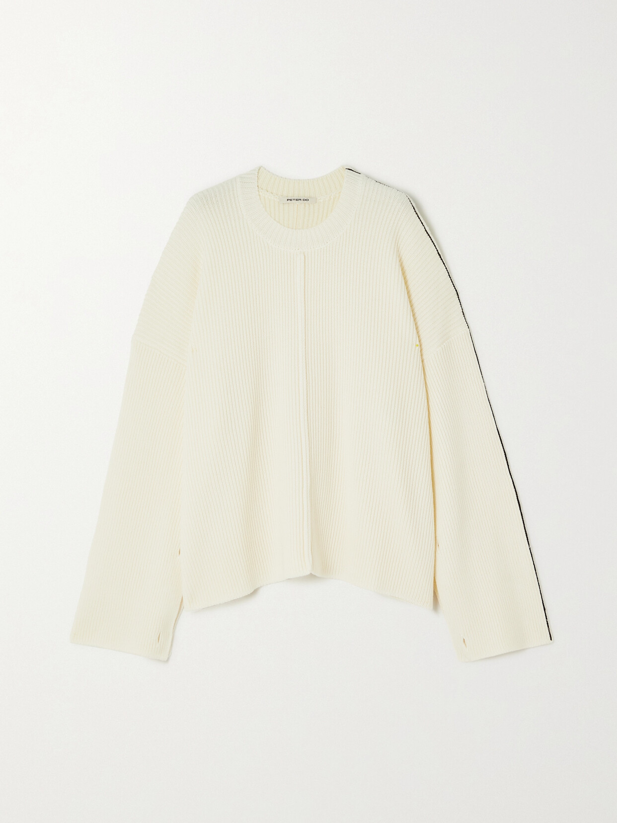 Peter Do Oversized Button-embellished Ribbed Wool Sweater - Off-white
